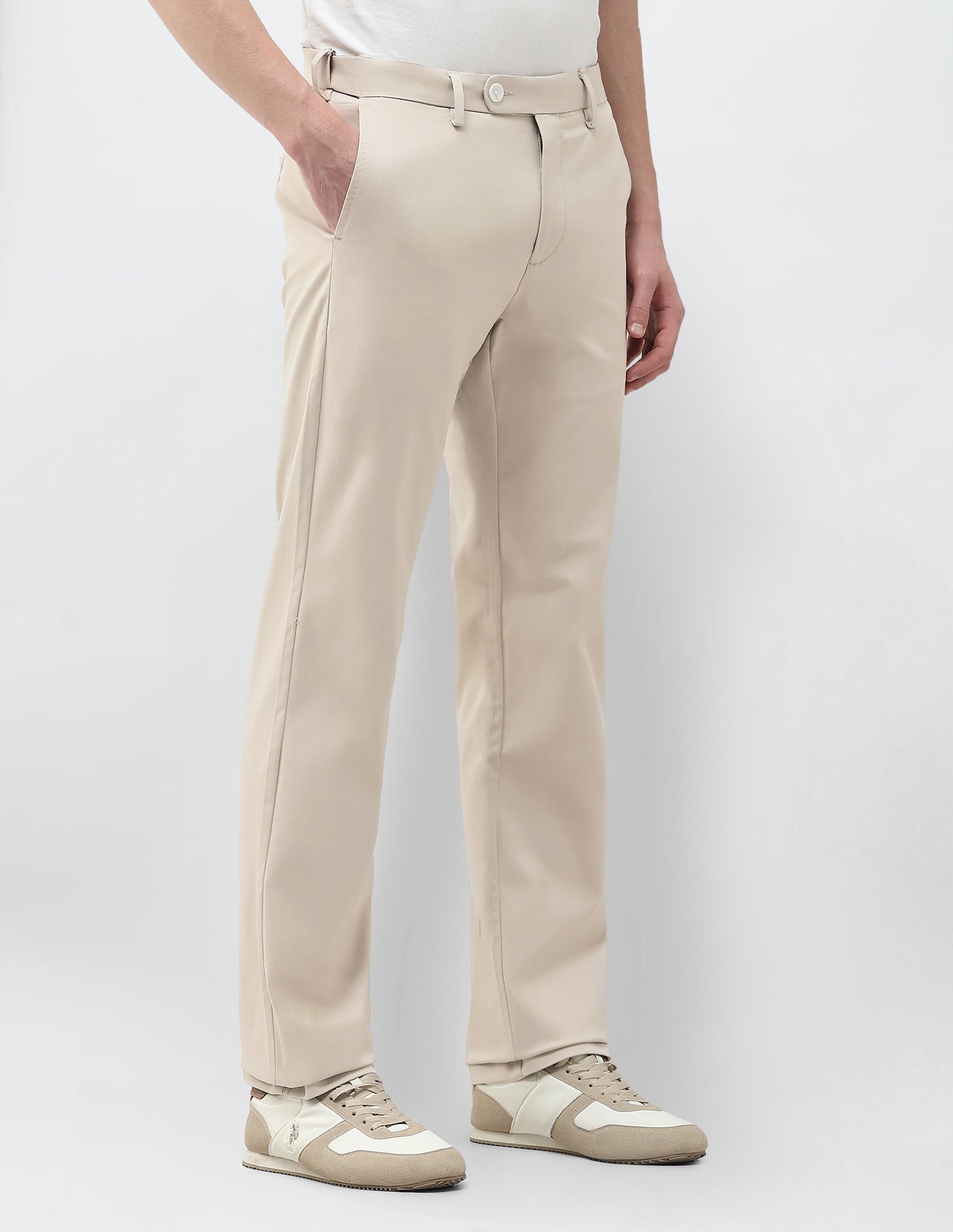 Riley Straight Fit Twill Trousers Beige - U.S. Polo Assn. India | Large