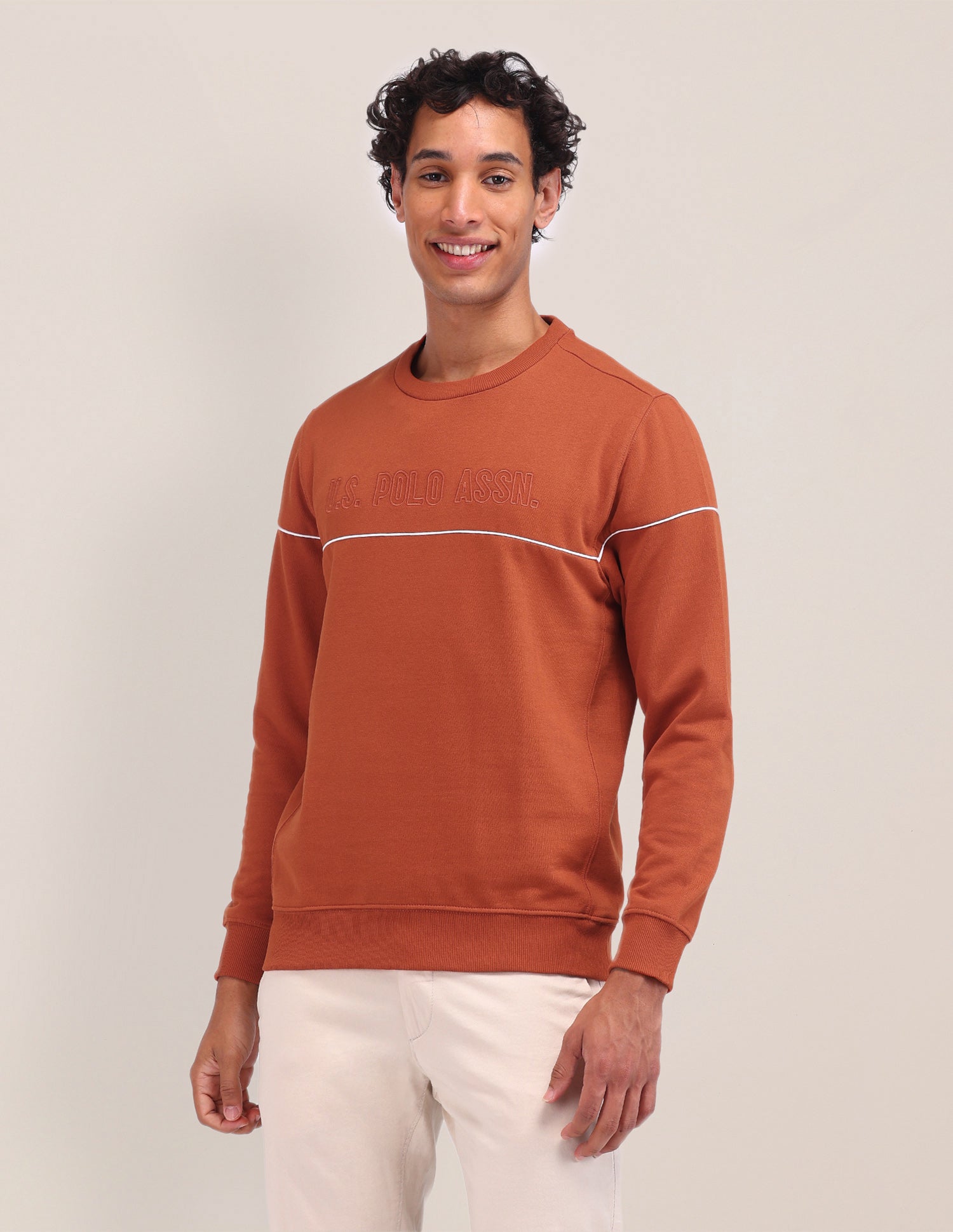 Brand Printed Regular Fit Sweatshirt Rust - U.S. POLO ASSN. | Large