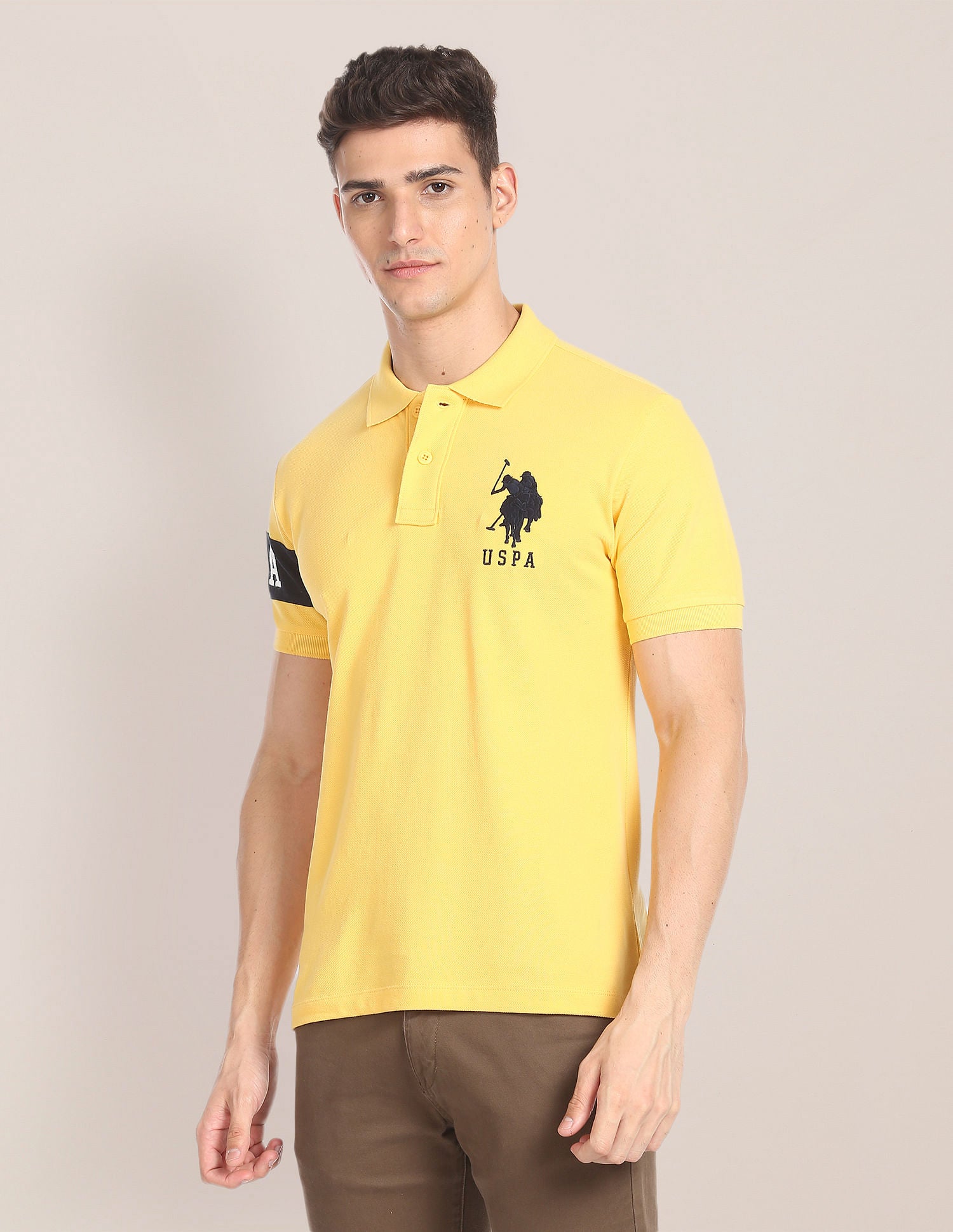 Logo Detail Pique Polo Shirt Mustard - U.S. POLO ASSN. | Large