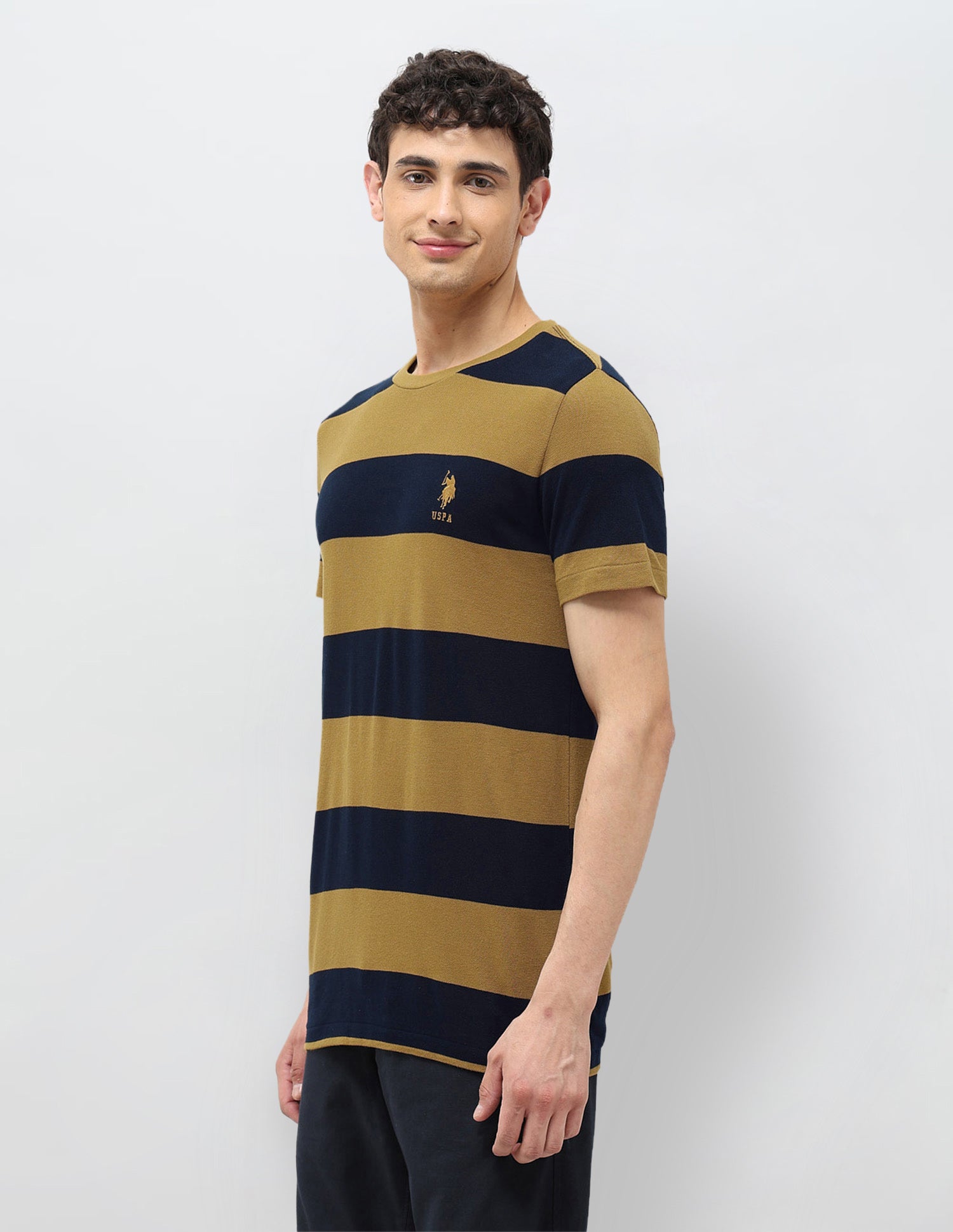 Horizontal Striped Slim Fit T-shirt Mustard - U.S. POLO ASSN. | Large