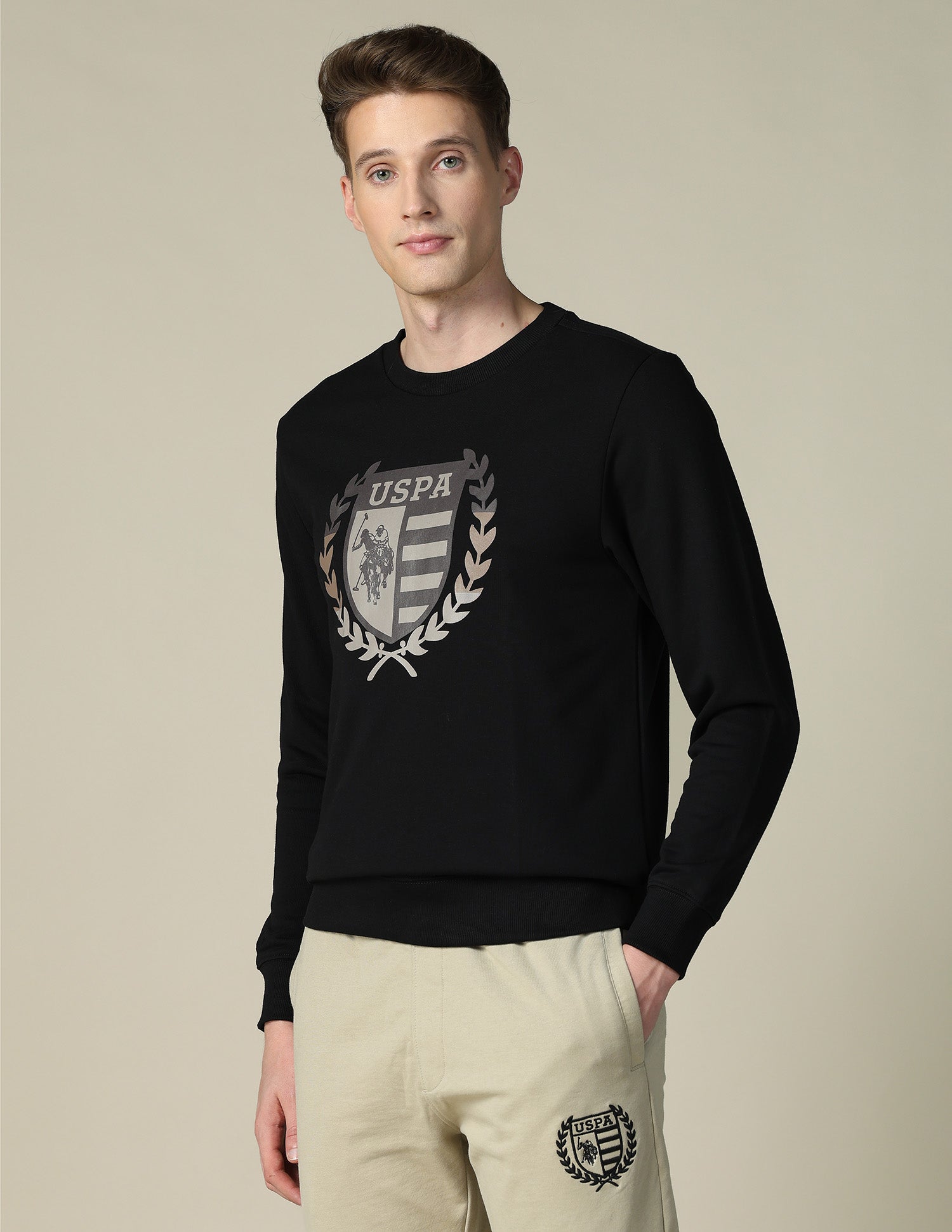 Brand Printed Regular Fit Sweatshirt Black - U.S. POLO ASSN. | Large