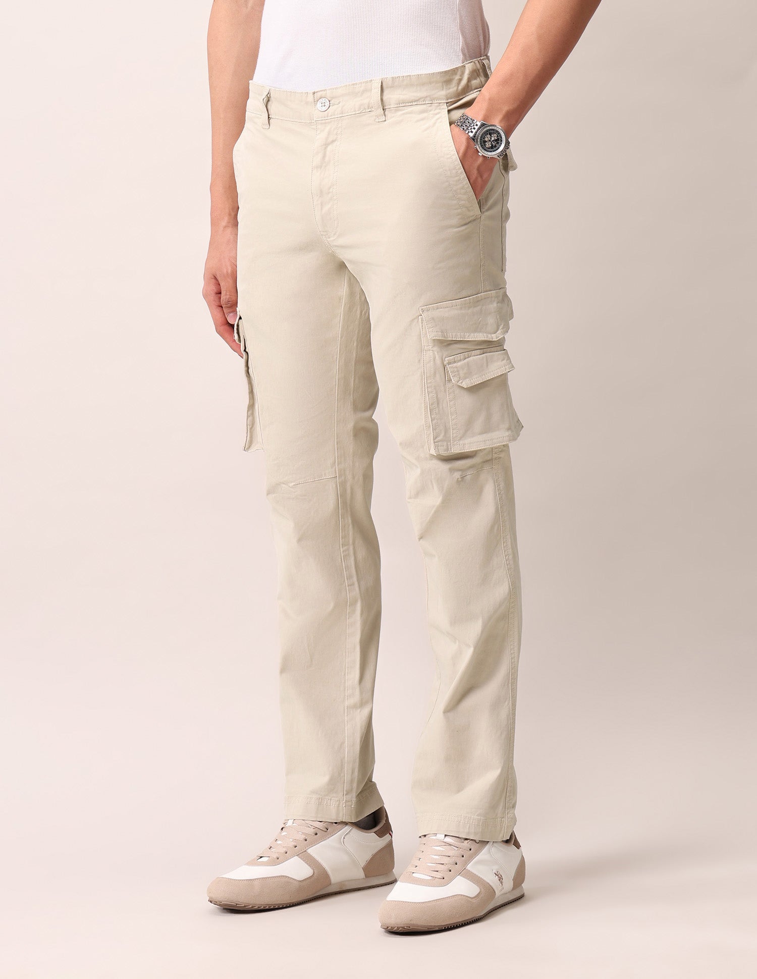 Twill Straight Fit Cargos Stone - U.S. Polo Assn. India | Large