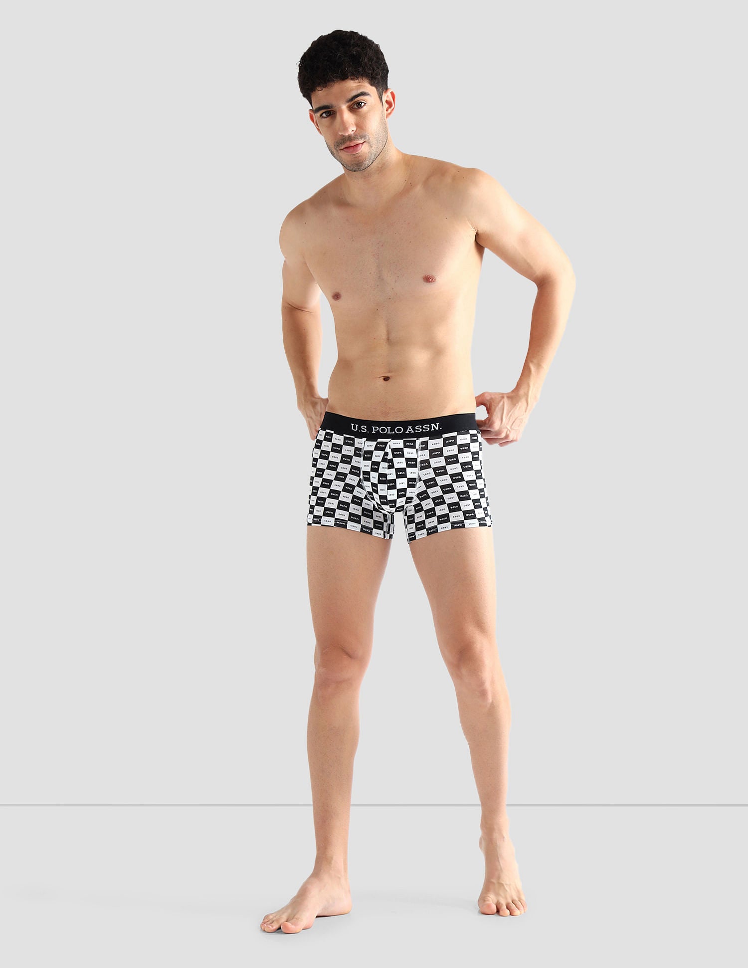 Elasticized Waist Solid OET14 Trunks - Pack Of 3 White, White and Light Blue - U.S. POLO ASSN. | Large