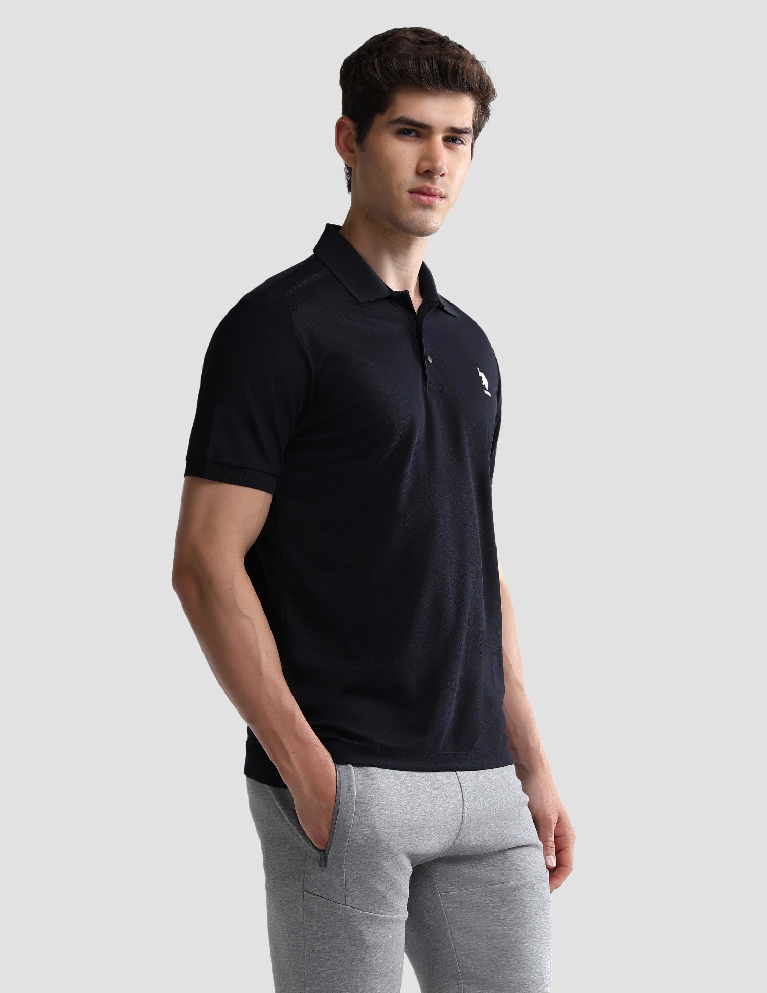 Solid Slim Fit Active Polo Shirt Navy - U.S. Polo Assn. India | Large