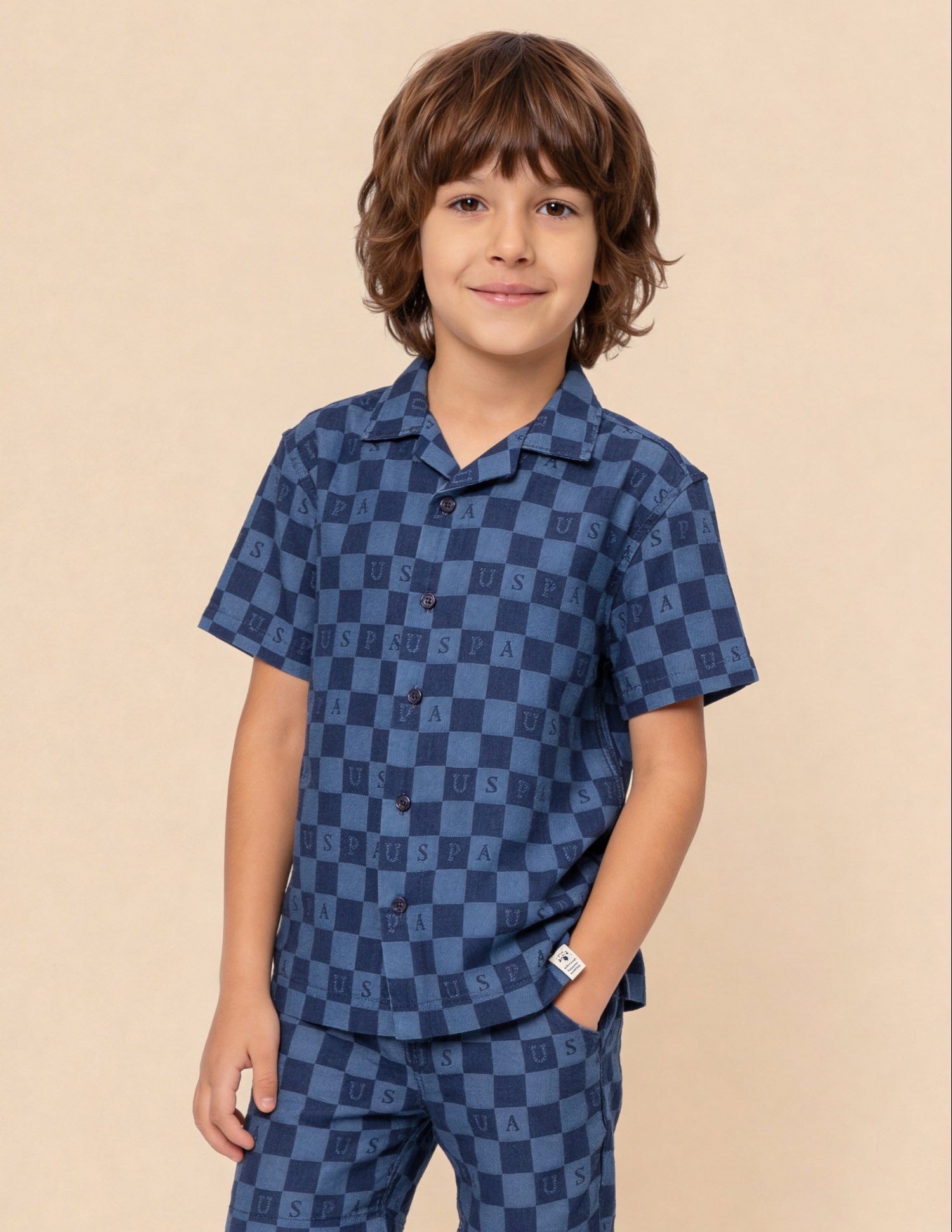 Chequer Brand Printed Dobby Shirt Light Indigo - U.S. Polo Assn. India | Large