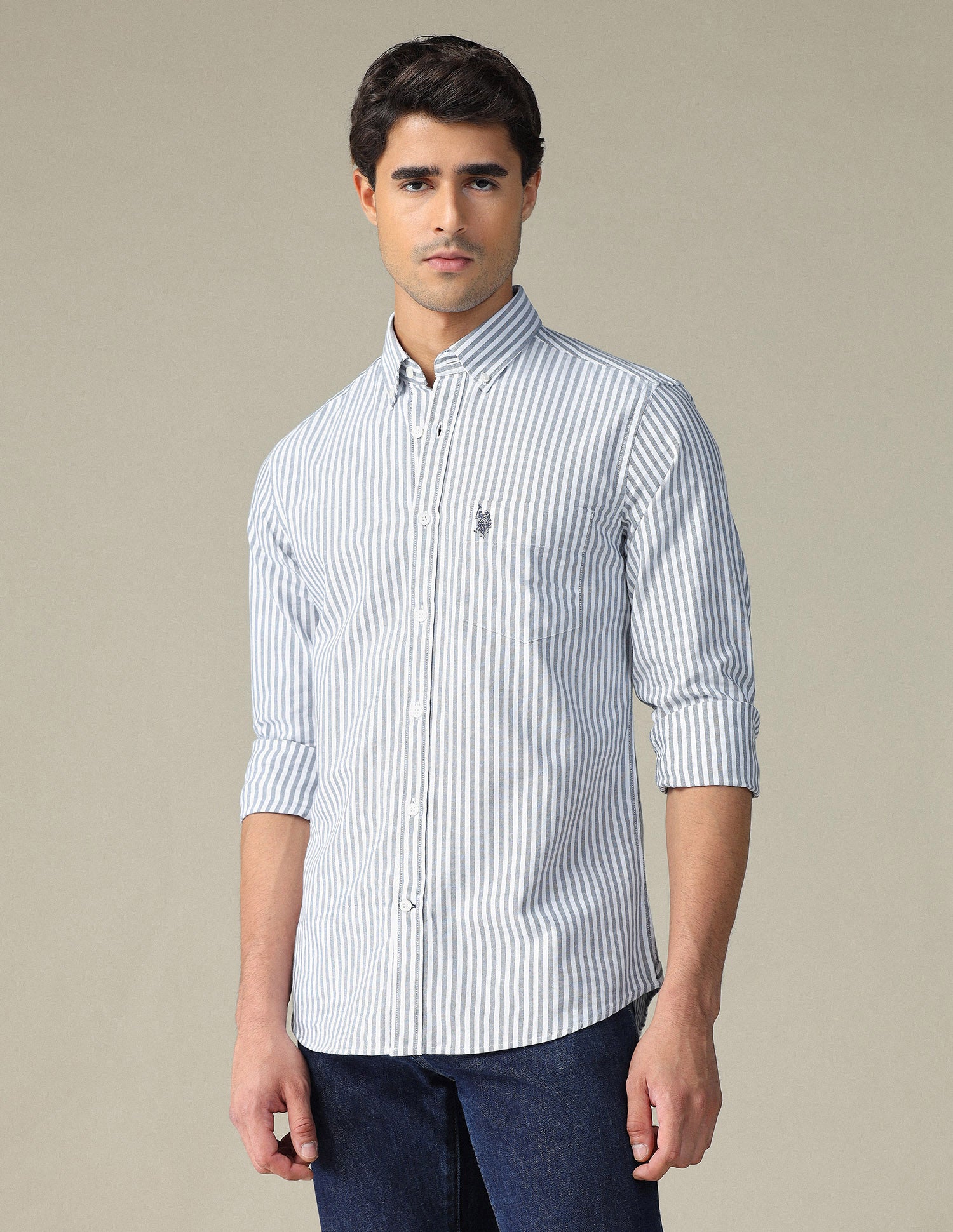 Vertical Striped Button Down Shirt Navy - U.S. POLO ASSN. | Large