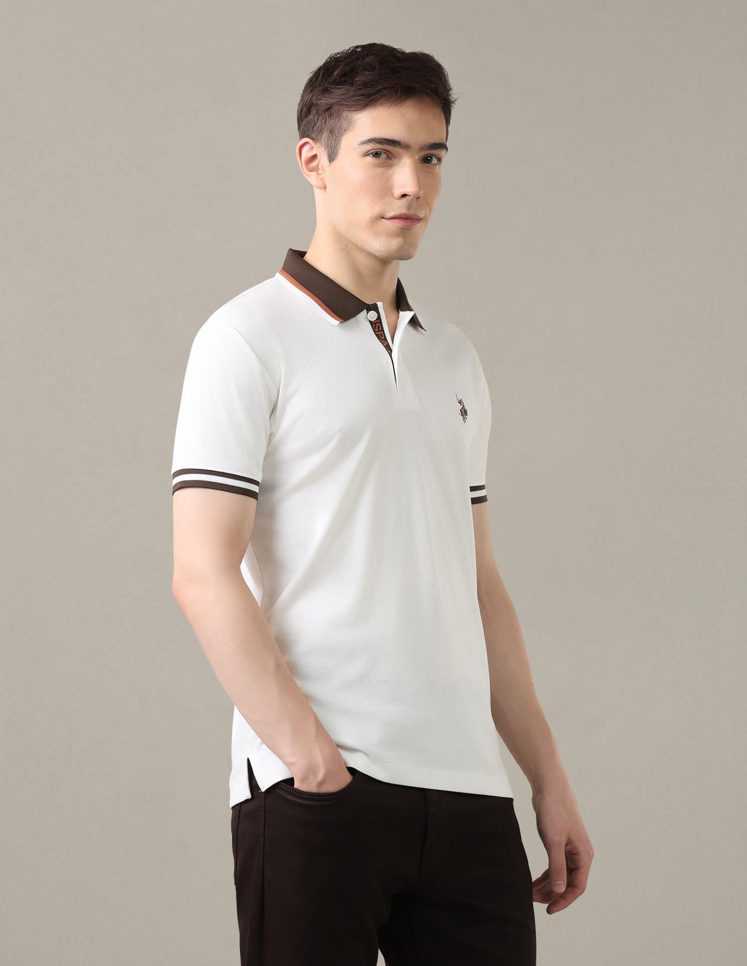 Solid Slim Fit Polo Shirt White - U.S. Polo Assn. India | Large