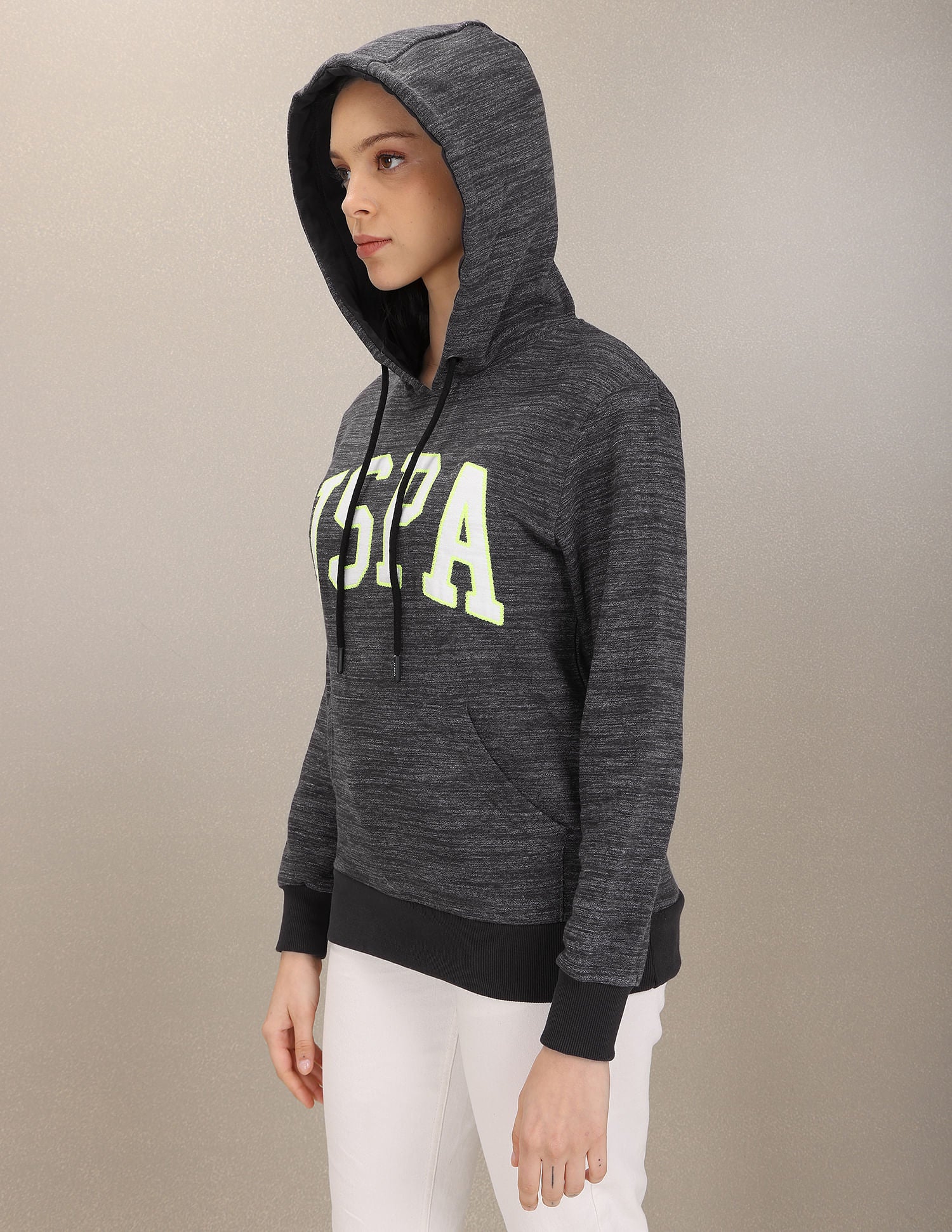 Hooded Heathered Sweatshirt Dark Grey - U.S. POLO ASSN. | Large