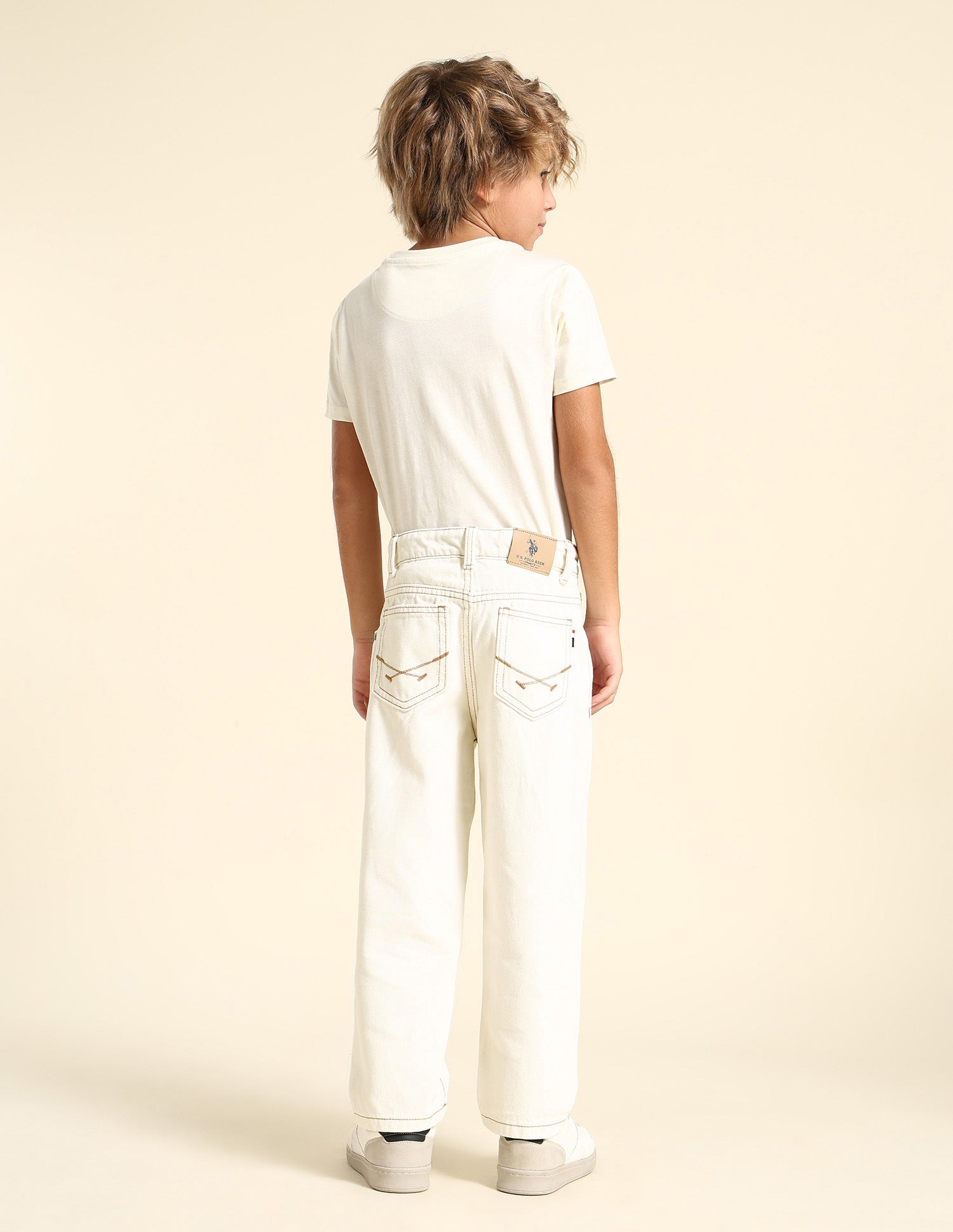 Boys Baggy Fit Cotton Jeans White - U.S. POLO ASSN. | Large
