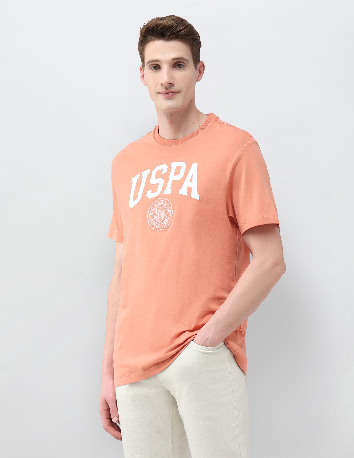 Brand Printed Slim Fit T-Shirt Orange - U.S. Polo Assn. India | Large