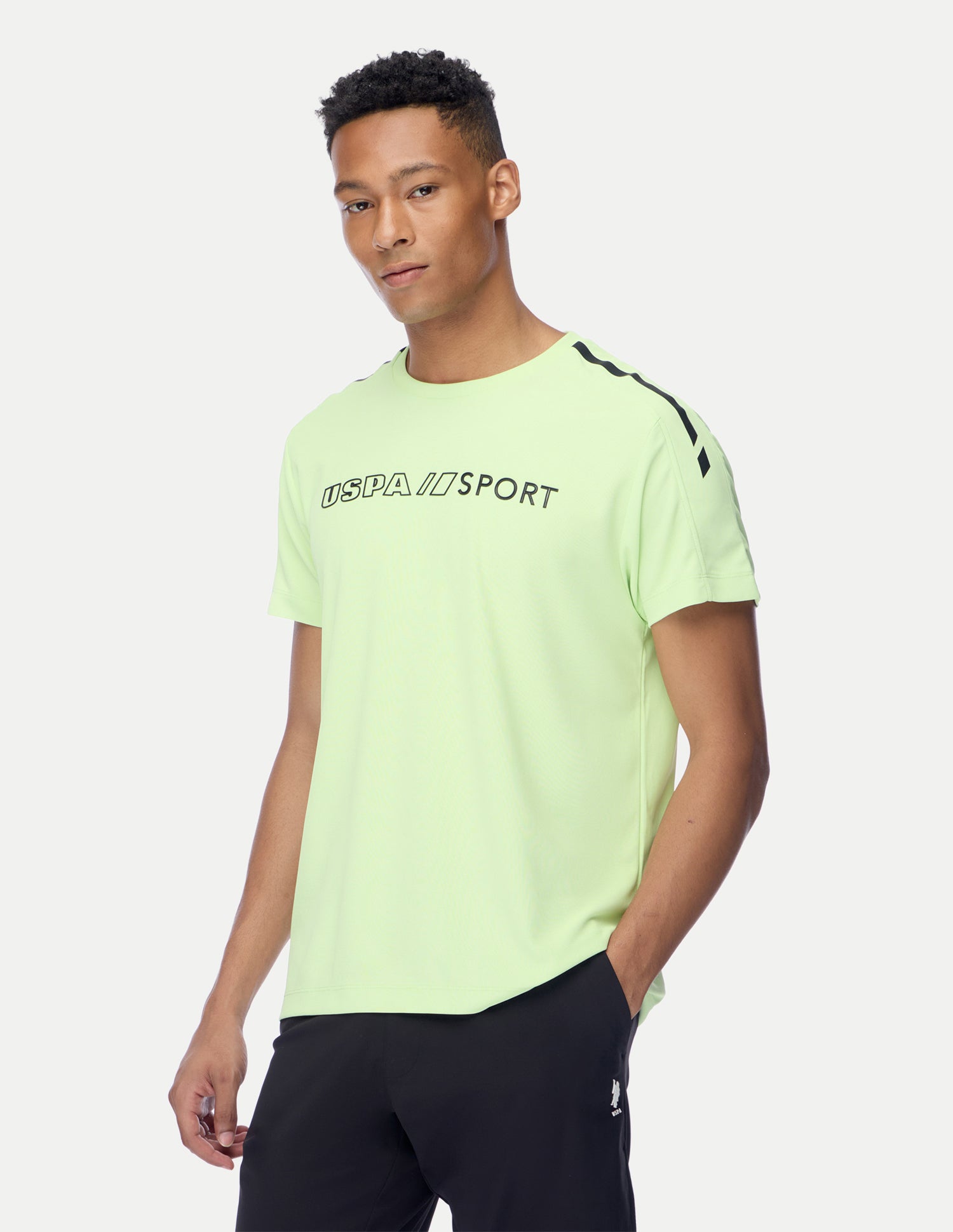 Brand Embossed Regular Fit Active T-Shirt Lime-Green - U.S. Polo Assn. India | Large