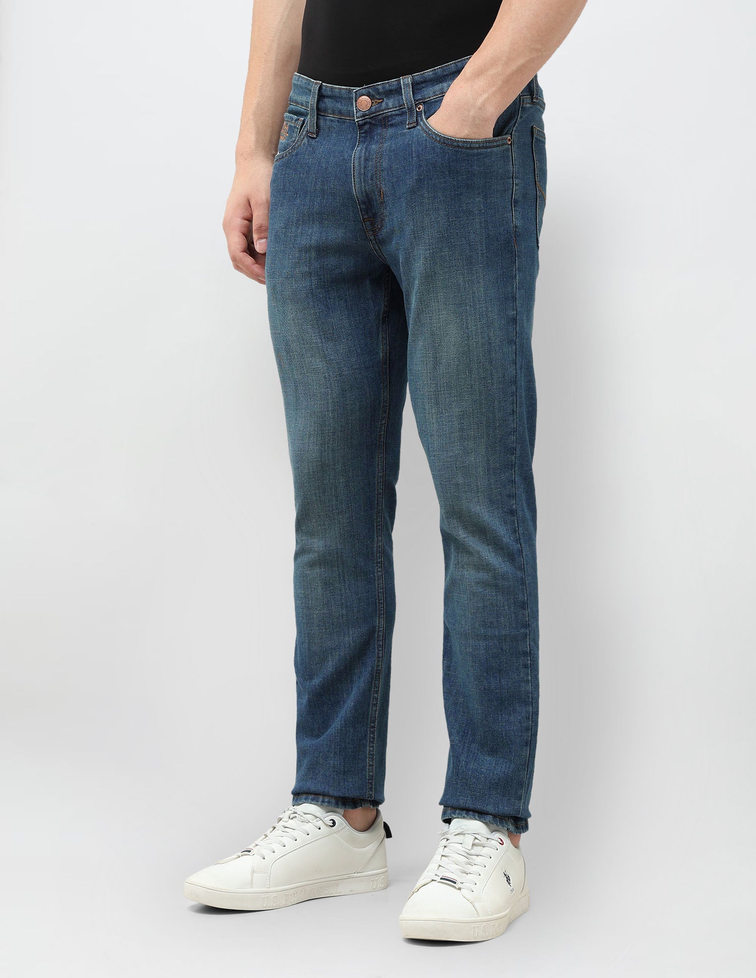 Brandon Slim Tapered Fit Stone Washed Jeans Indigo - U.S. POLO ASSN. | Large