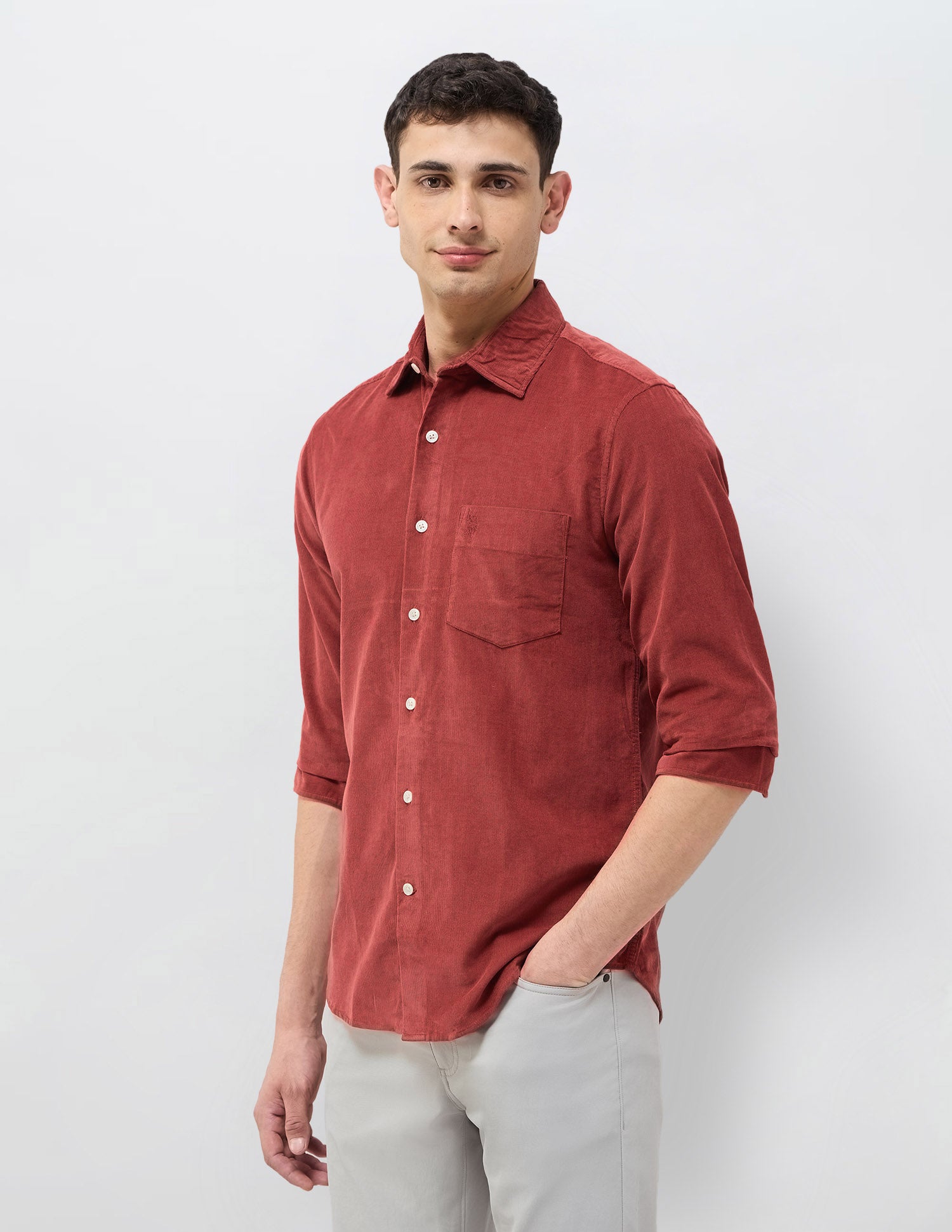 Corduroy Tailored Fit Shirt Rust - U.S. POLO ASSN. | Large