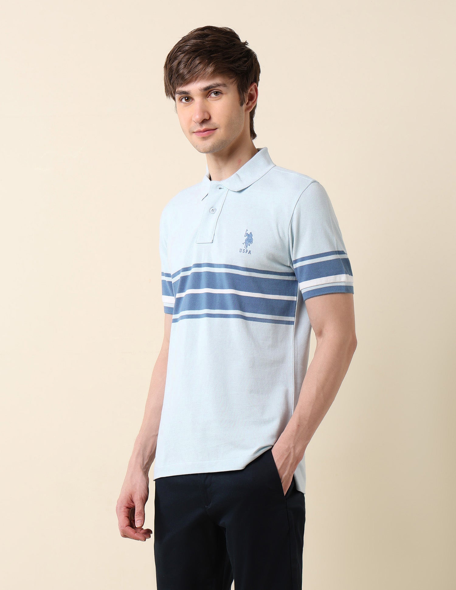 Colourblocked Classic Polo Shirt Light Blue - U.S. POLO ASSN. | Large