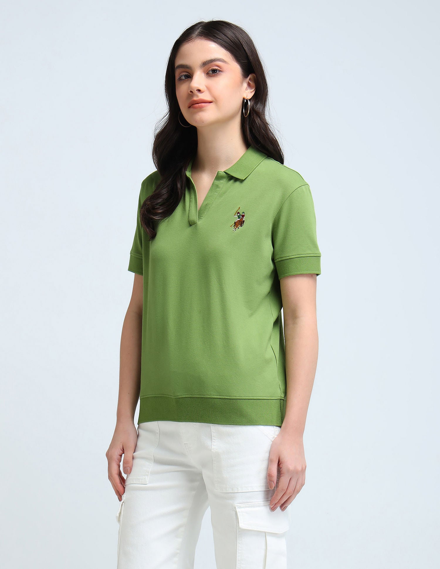 Open Placket Relaxed Polo Shirt Green - U.S. POLO ASSN. | Large
