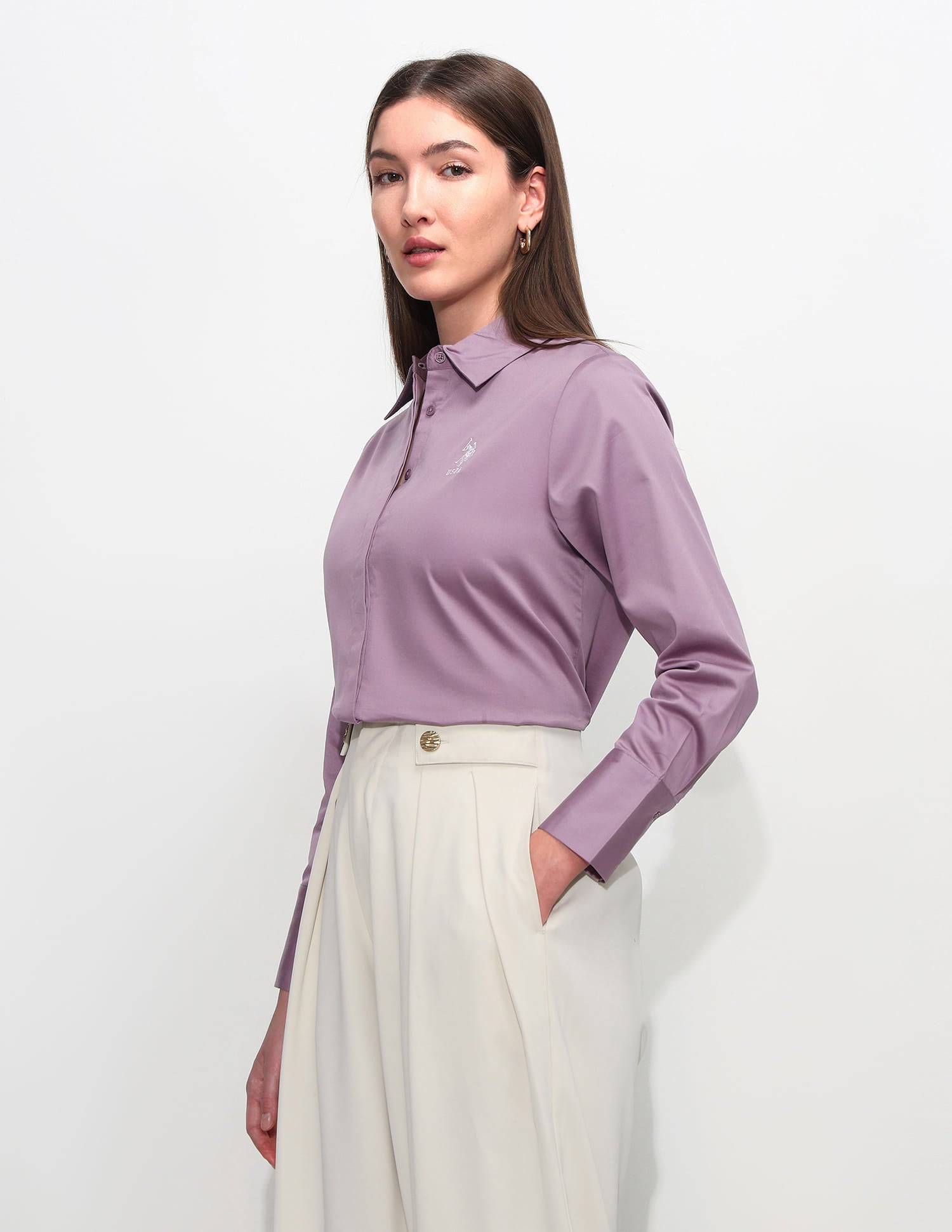 Satin Regular Fit Shirt Mauve - U.S. Polo Assn. India | Large