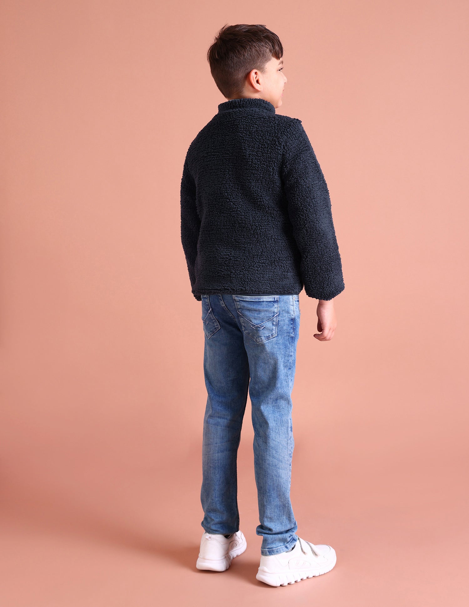 Boys Navy Solid Sherpa Knit Jacket Navy - U.S. POLO ASSN. | Large