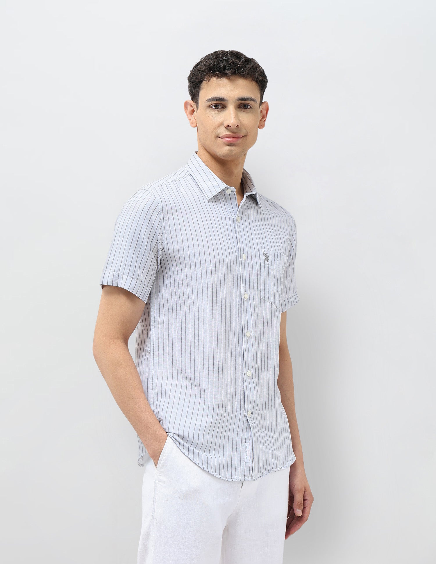 Vertical Striped Tailored Fit Shirt Grey - U.S. POLO ASSN. | Large