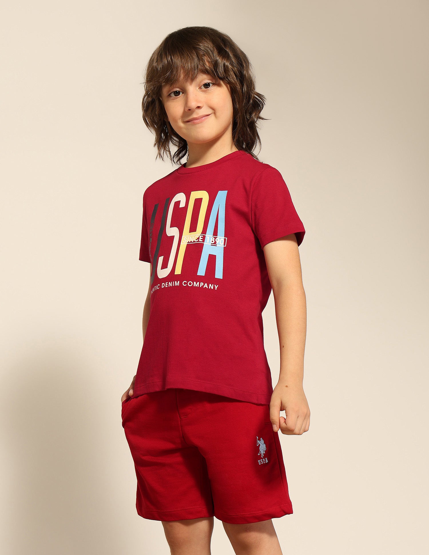 Boys Brand Printed Pure Cotton T-Shirt Red - U.S. POLO ASSN. | Large
