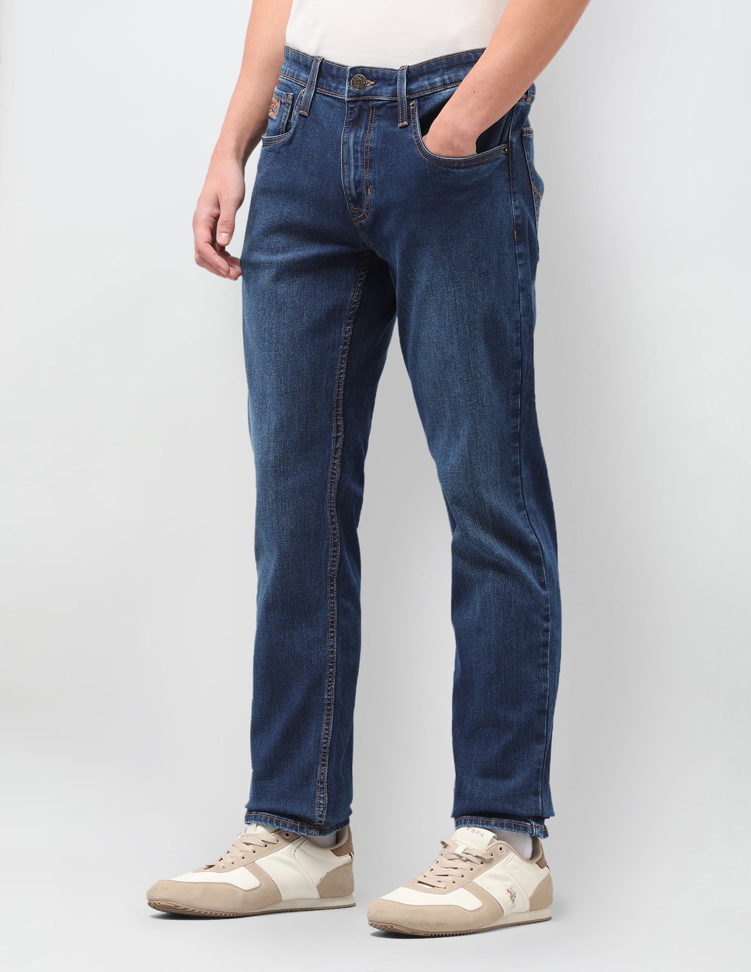 Solid Slim Fit Jeans Blue - U.S. Polo Assn. India | Large