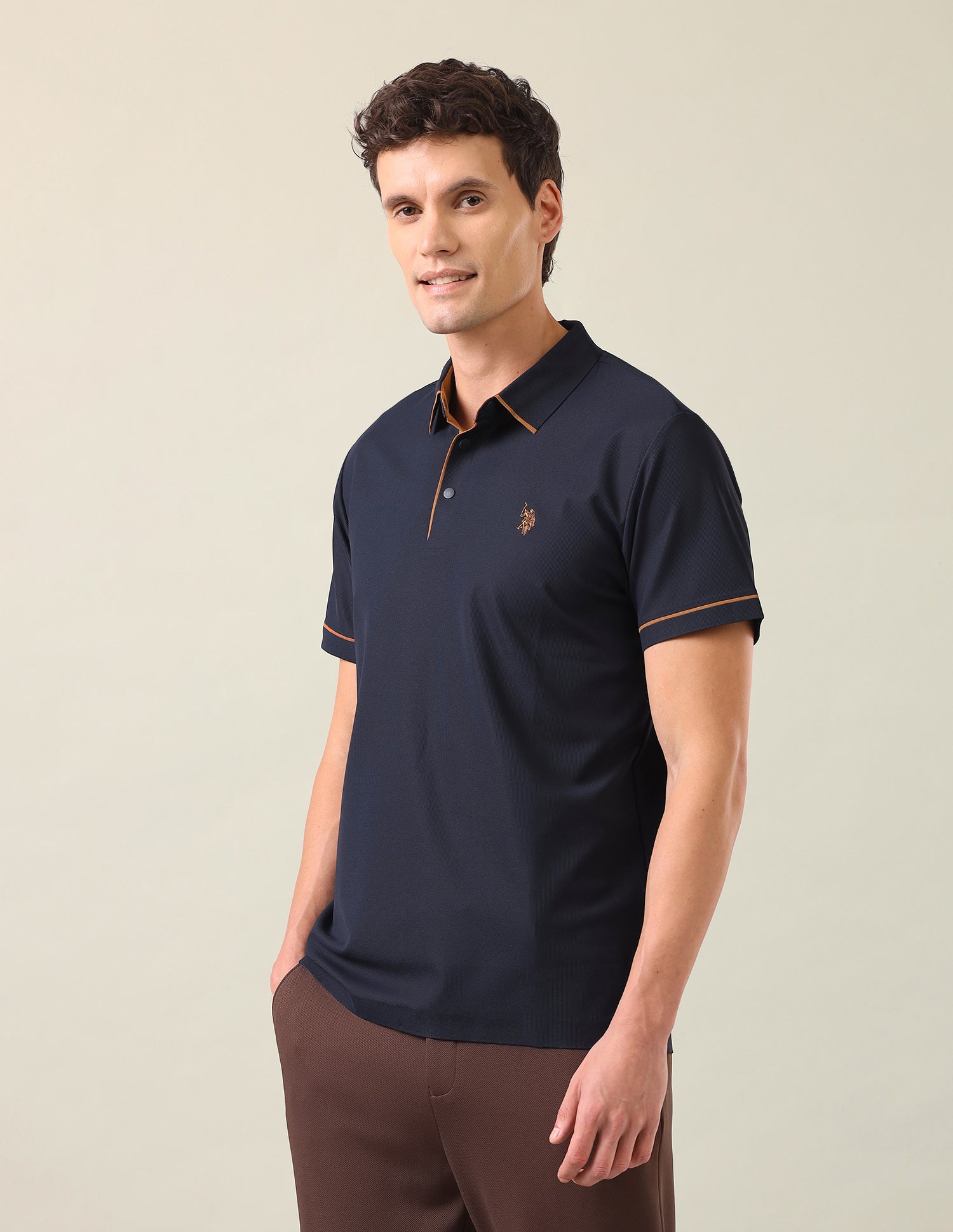Solid Slim Fit Polo Shirt Navy - U.S. Polo Assn. India | Large