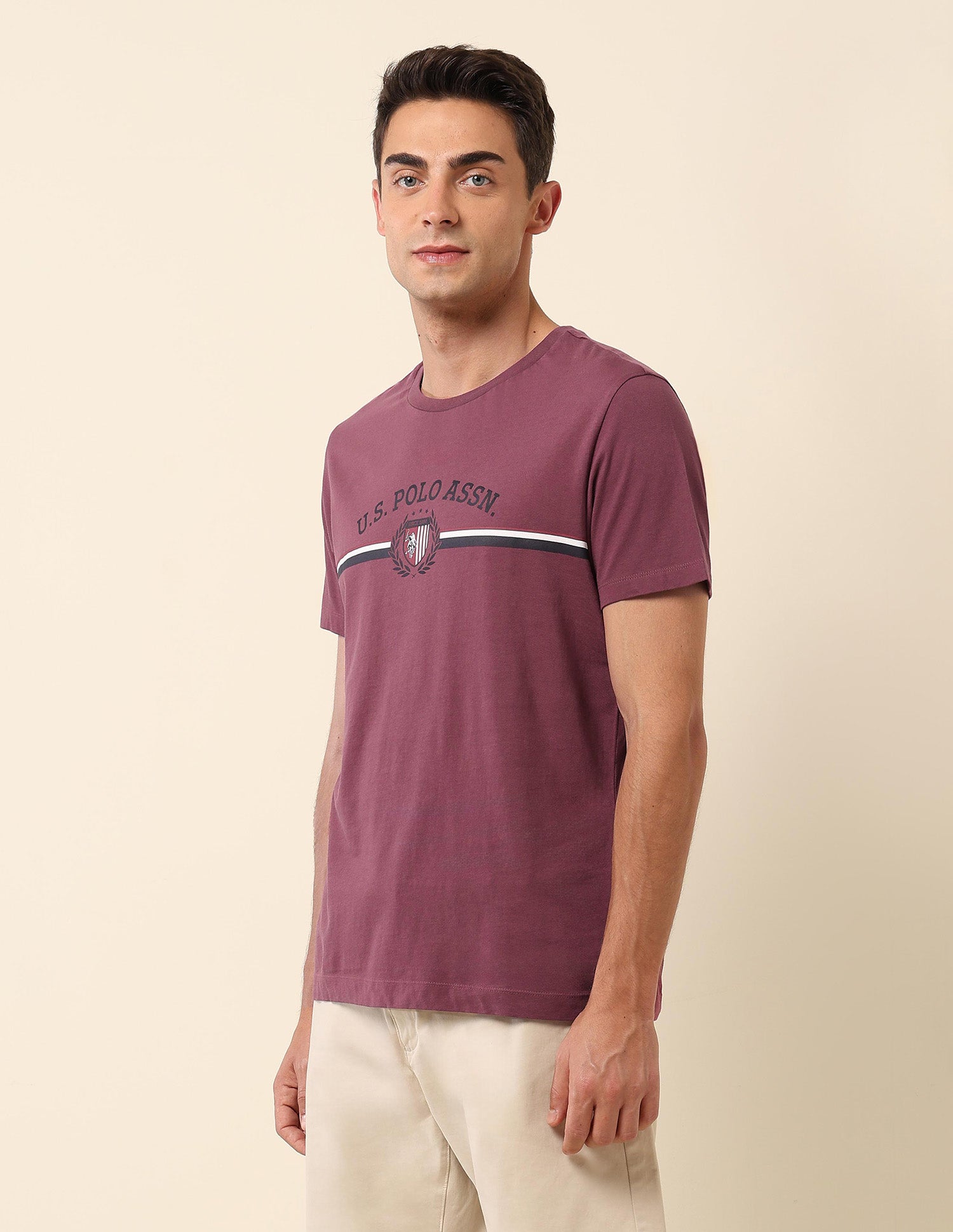 Pure Cotton Slim Fit T-Shirt Maroon - U.S. Polo Assn. India | Large