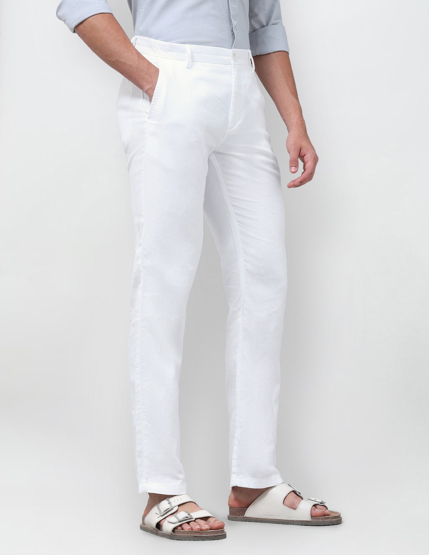 Pacho X Riley Straight Fit Satin Trousers White - U.S. Polo Assn. India | Large