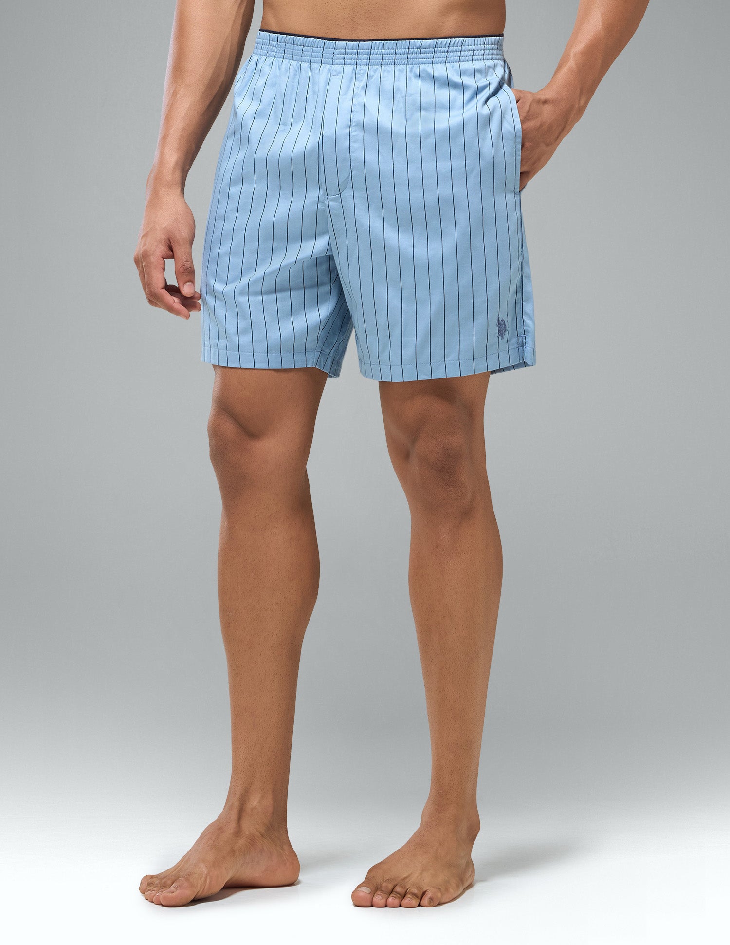 Printed Mid Rise OEX22 Boxer Shorts Light Blue - U.S. Polo Assn. India | Large