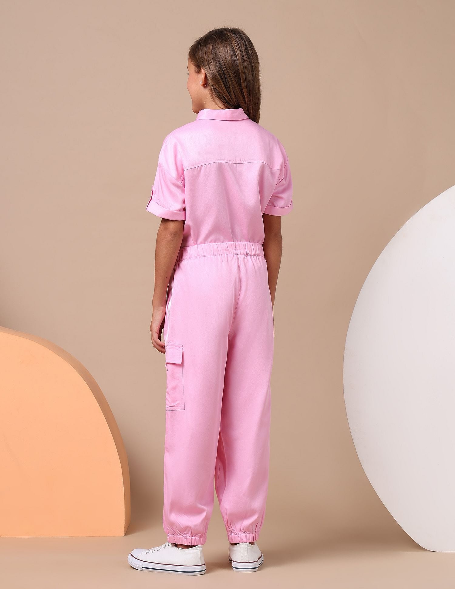 Girls Wide Leg Fit Cargo Trousers Light Pink - U.S. POLO ASSN. | Large