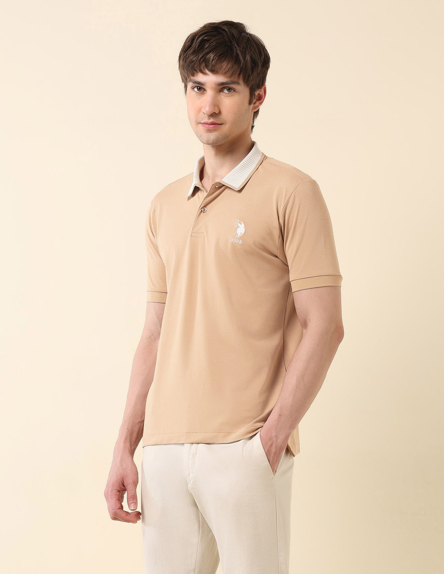 Slim Fit Classic Polo Shirt Light Brown - U.S. Polo Assn. India | Large