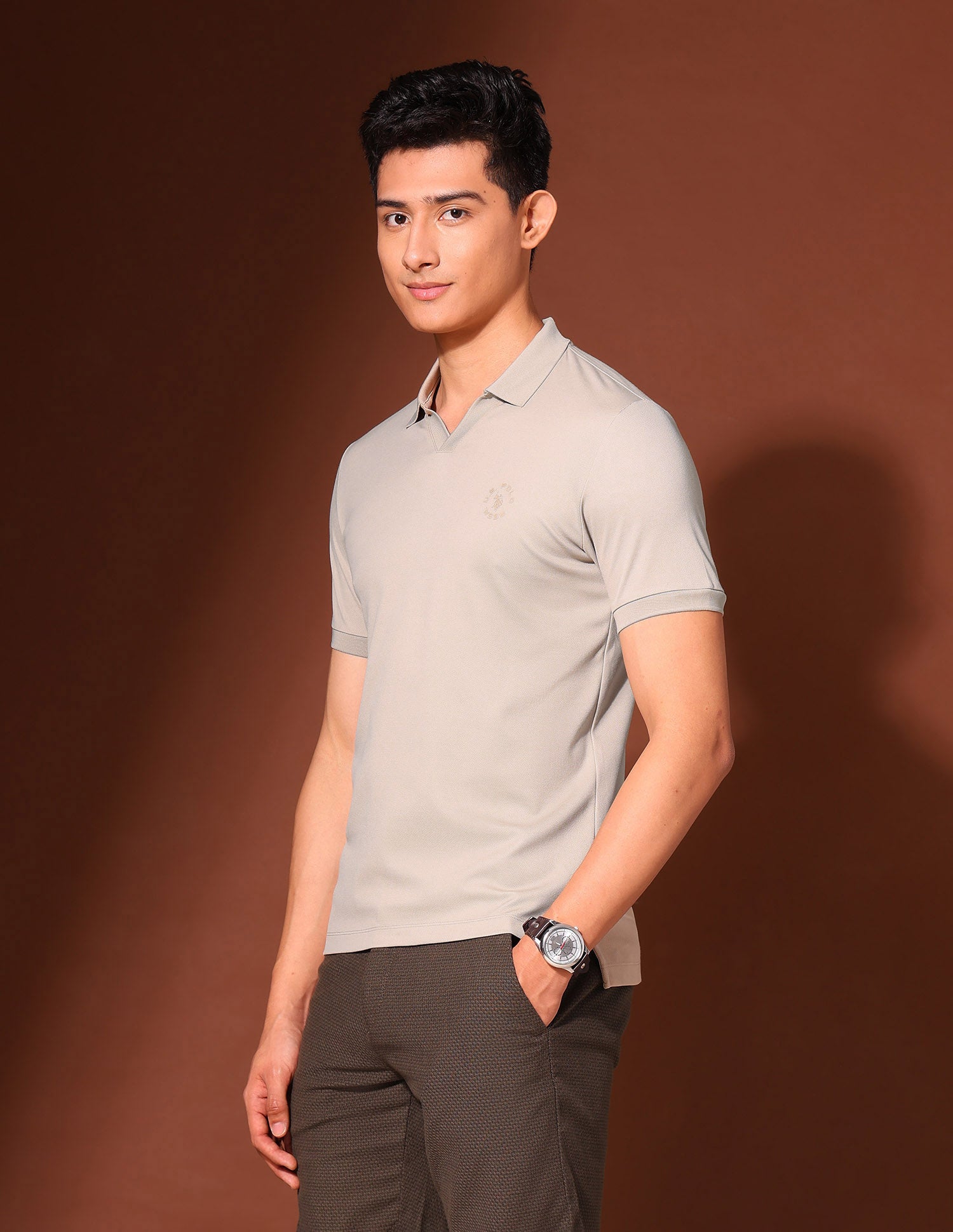 Solid Muscle Fit Polo Shirt Beige - U.S. Polo Assn. India | Large