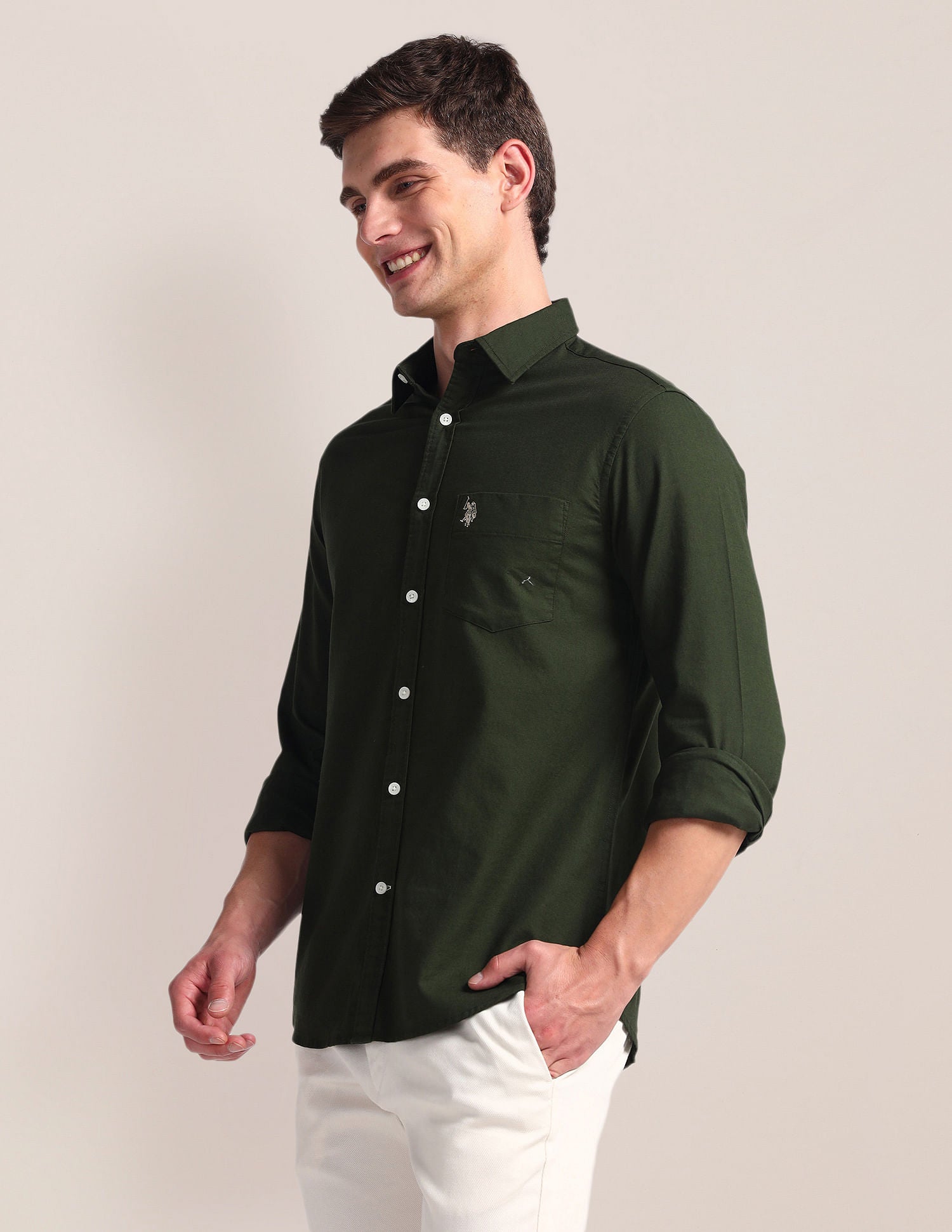 Solid Dobby Shirt Green - U.S. Polo Assn. India | Large