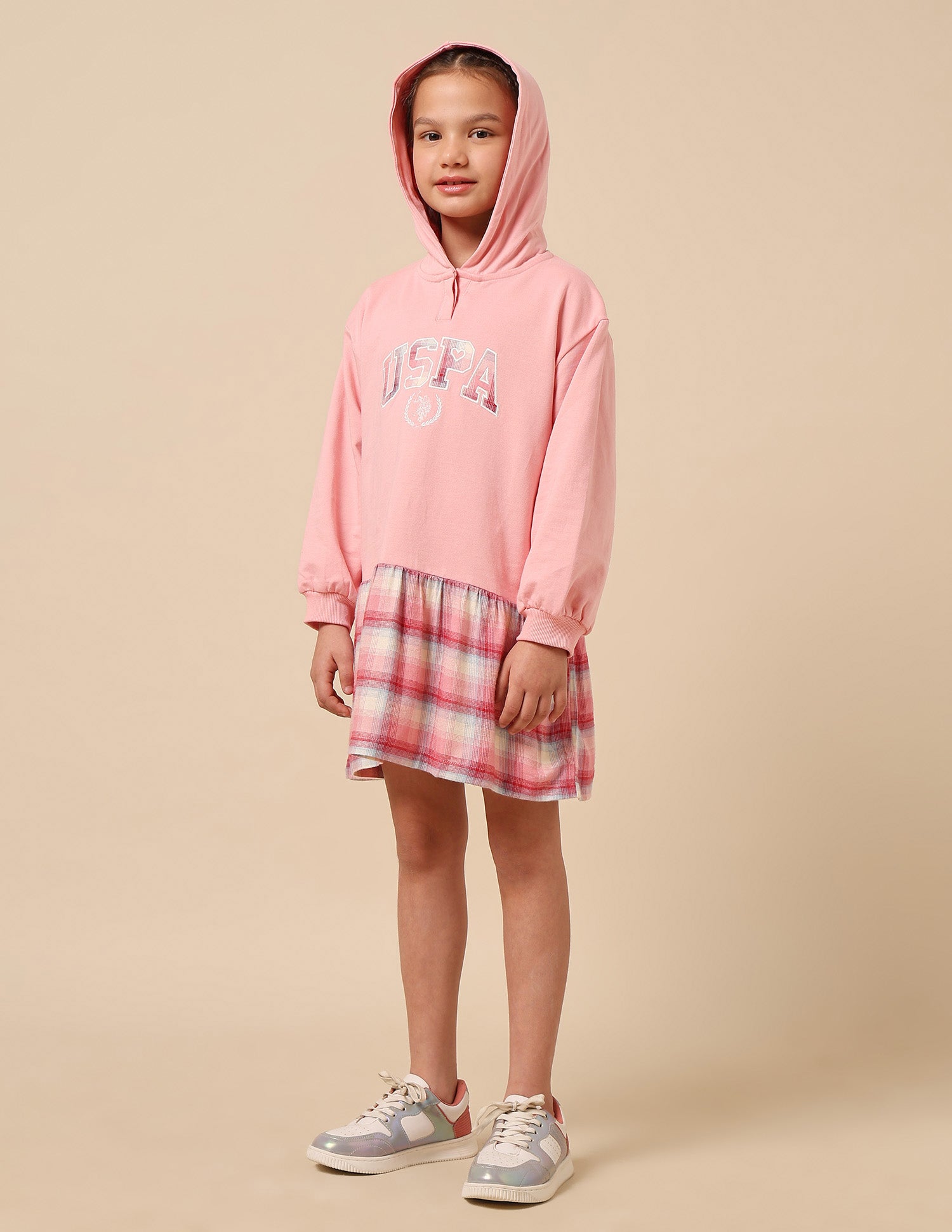 Girls Checked Sweat Dress Pink - U.S. POLO ASSN. | Large