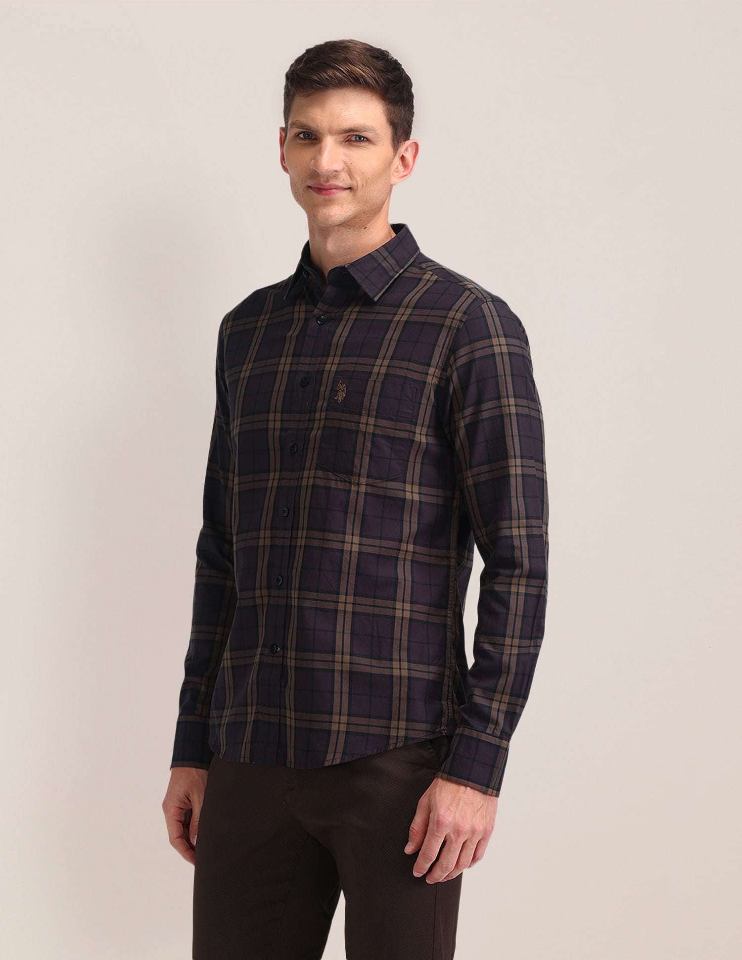 Tartan Check Tailored Fit Shirt Wine - U.S. Polo Assn. India | Large