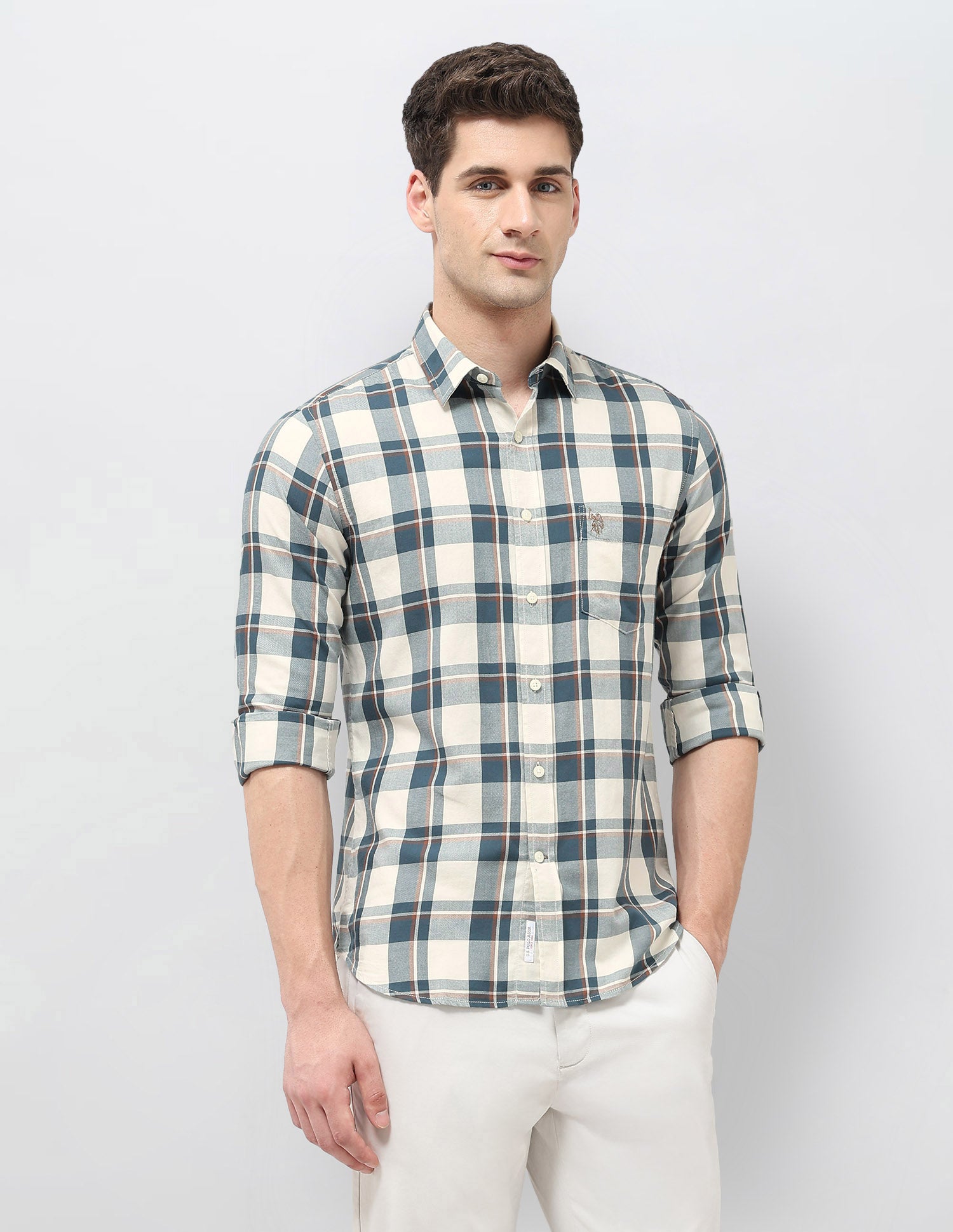 Twill Tailored Fit Shirt Teal - U.S. Polo Assn. India | Large