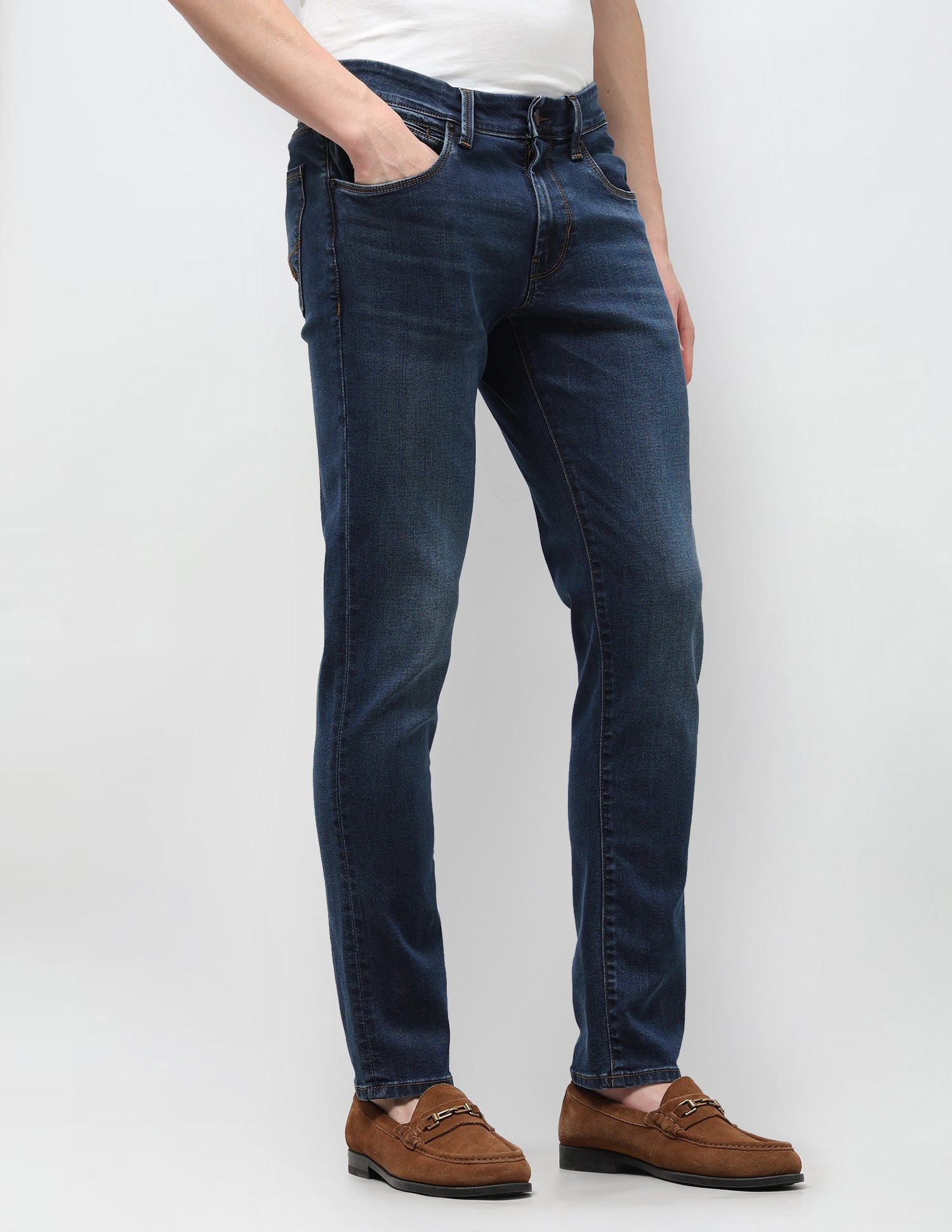 Brandon Slim Tapered Fit Blue Jeans Mid Blue - U.S. Polo Assn. India | Large