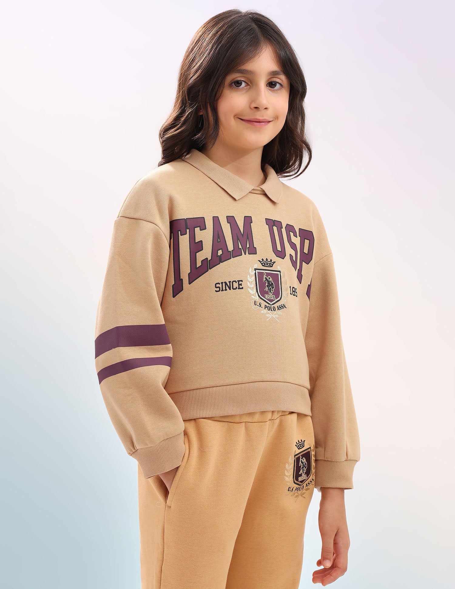 Brand Printed Regular Fit Sweatshirt Light Brown - U.S. POLO ASSN. | Large