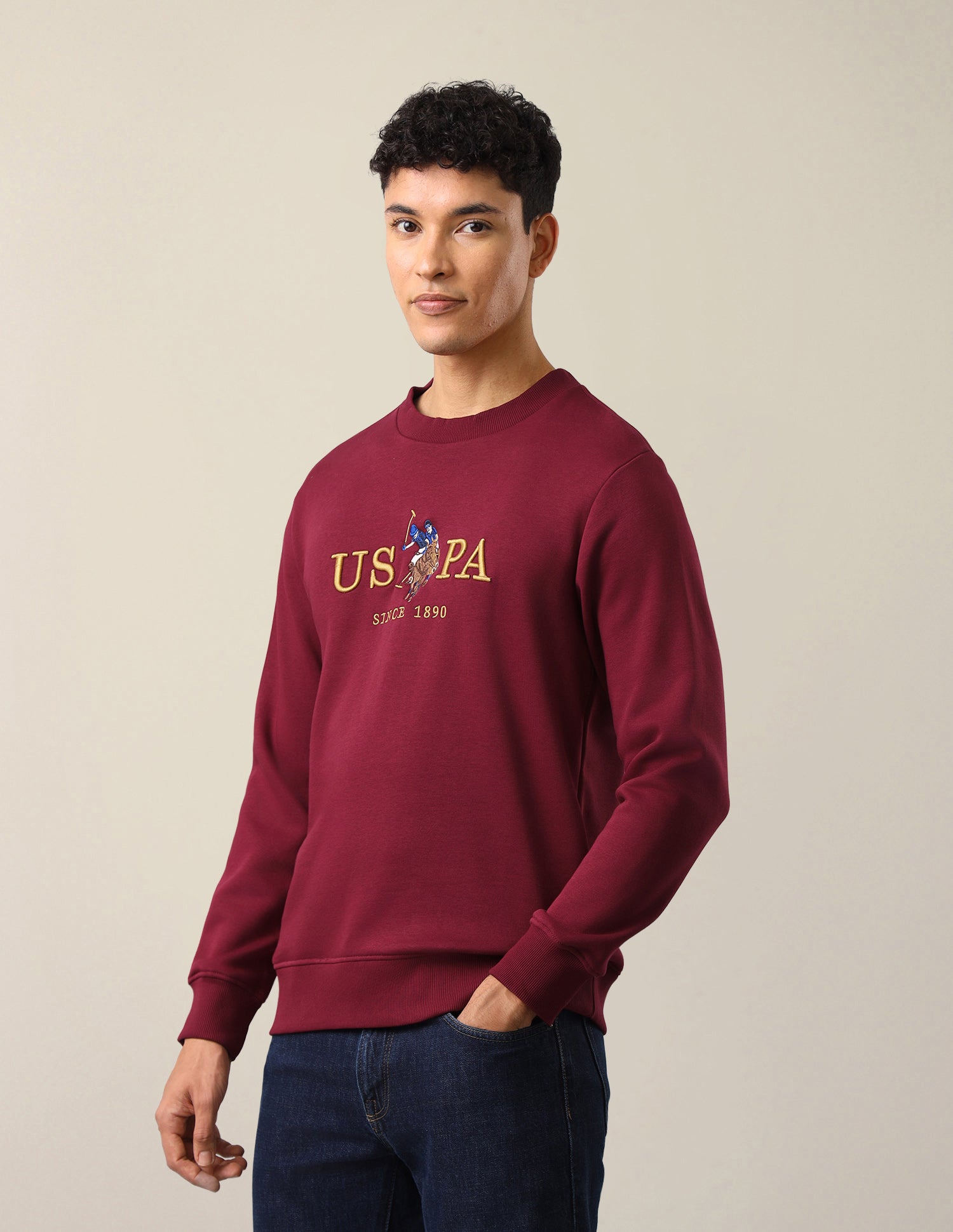Slim Fit Brand Embroidered Sweatshirt Red - U.S. Polo Assn. India | Large