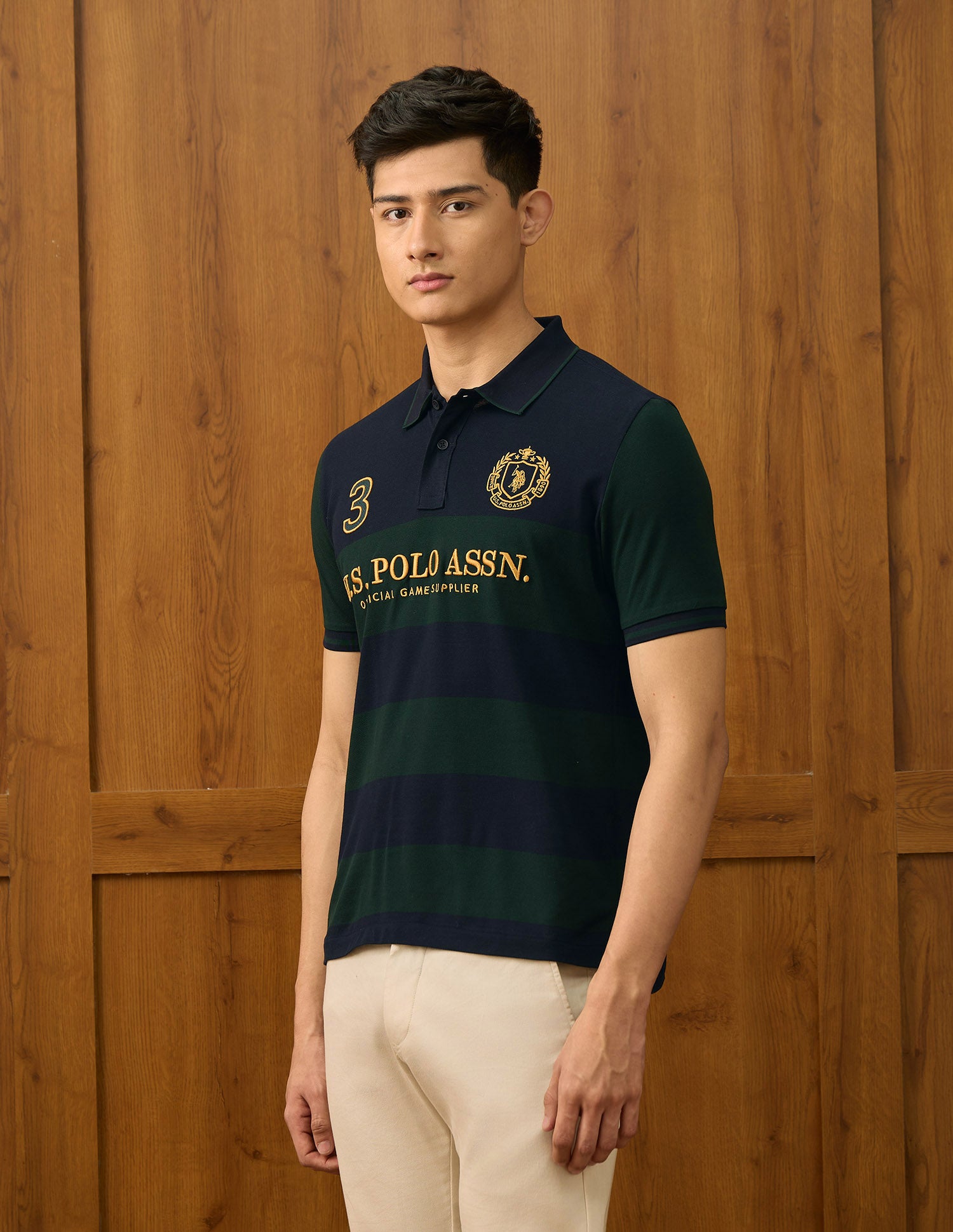 Pure Cotton Varsity Polo Shirt Dark Green - U.S. POLO ASSN. | Large