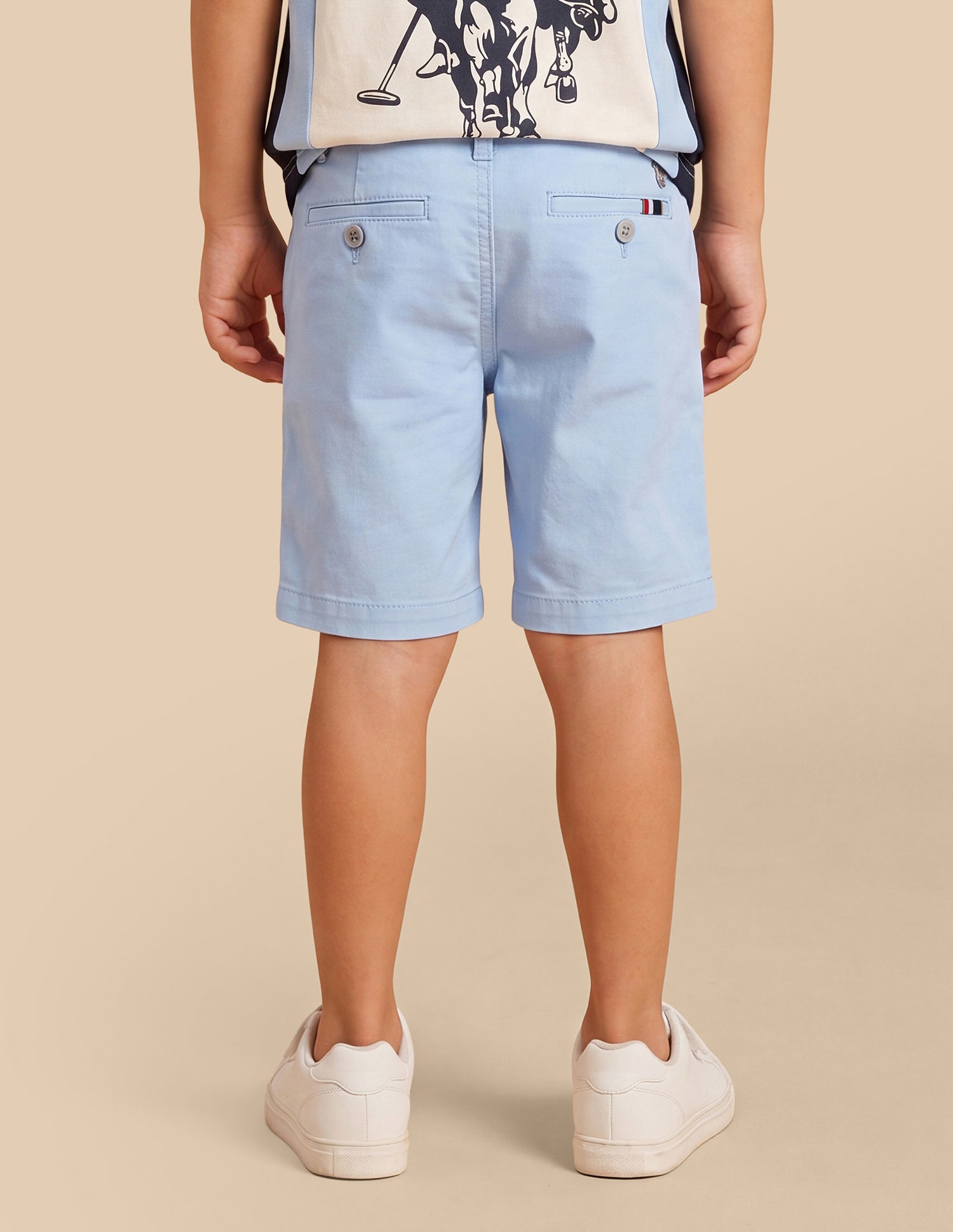 Mid Rise Slim Fit Shorts Light Blue - U.S. Polo Assn. India | Large