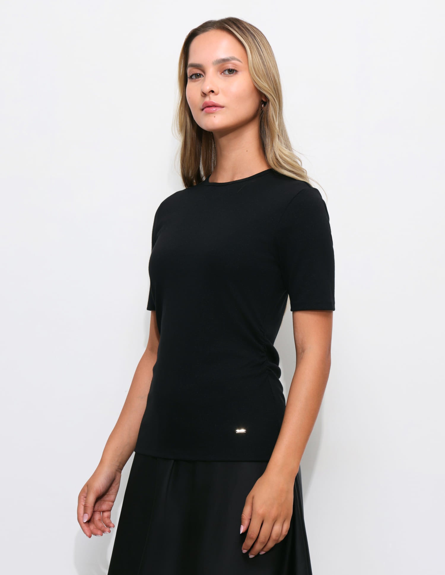 Solid Regular Fit Ruched Top Black - U.S. Polo Assn. India | Large