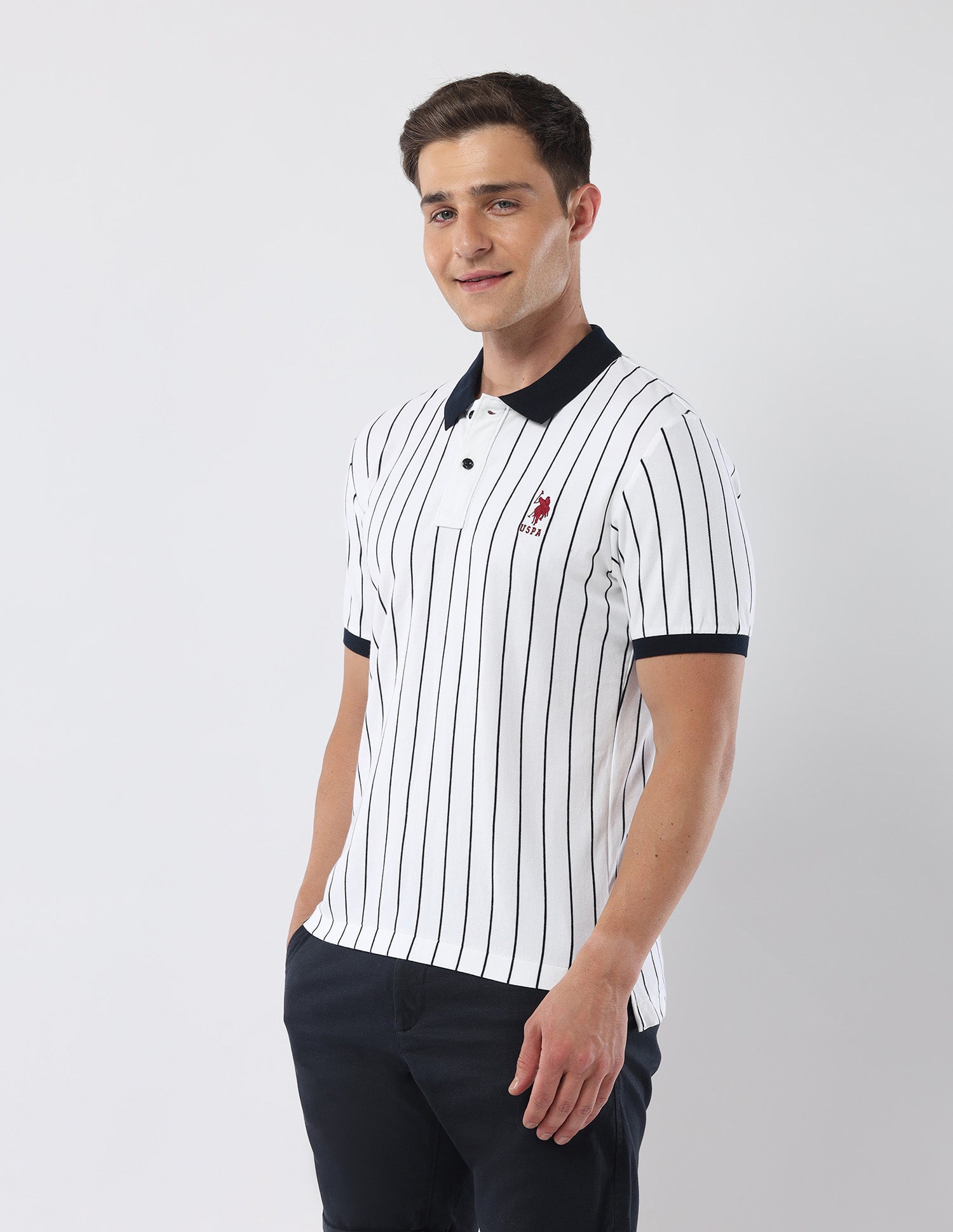 Vertical Striped 135 Anniversary Polo Shirt White - U.S. Polo Assn. India | Large