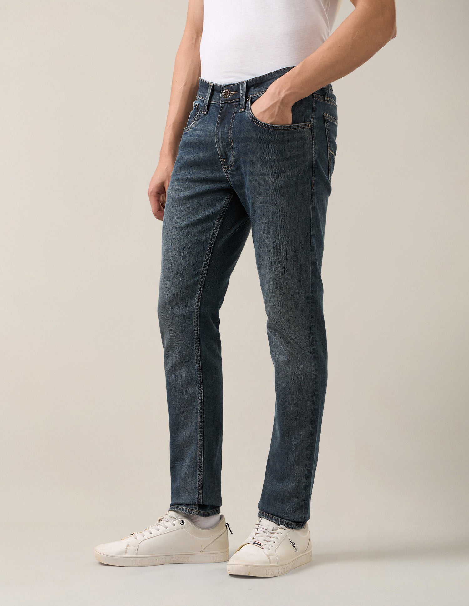 Brandon Slim-Tapered Fit Blue Jeans Mid Blue - U.S. Polo Assn. India | Large
