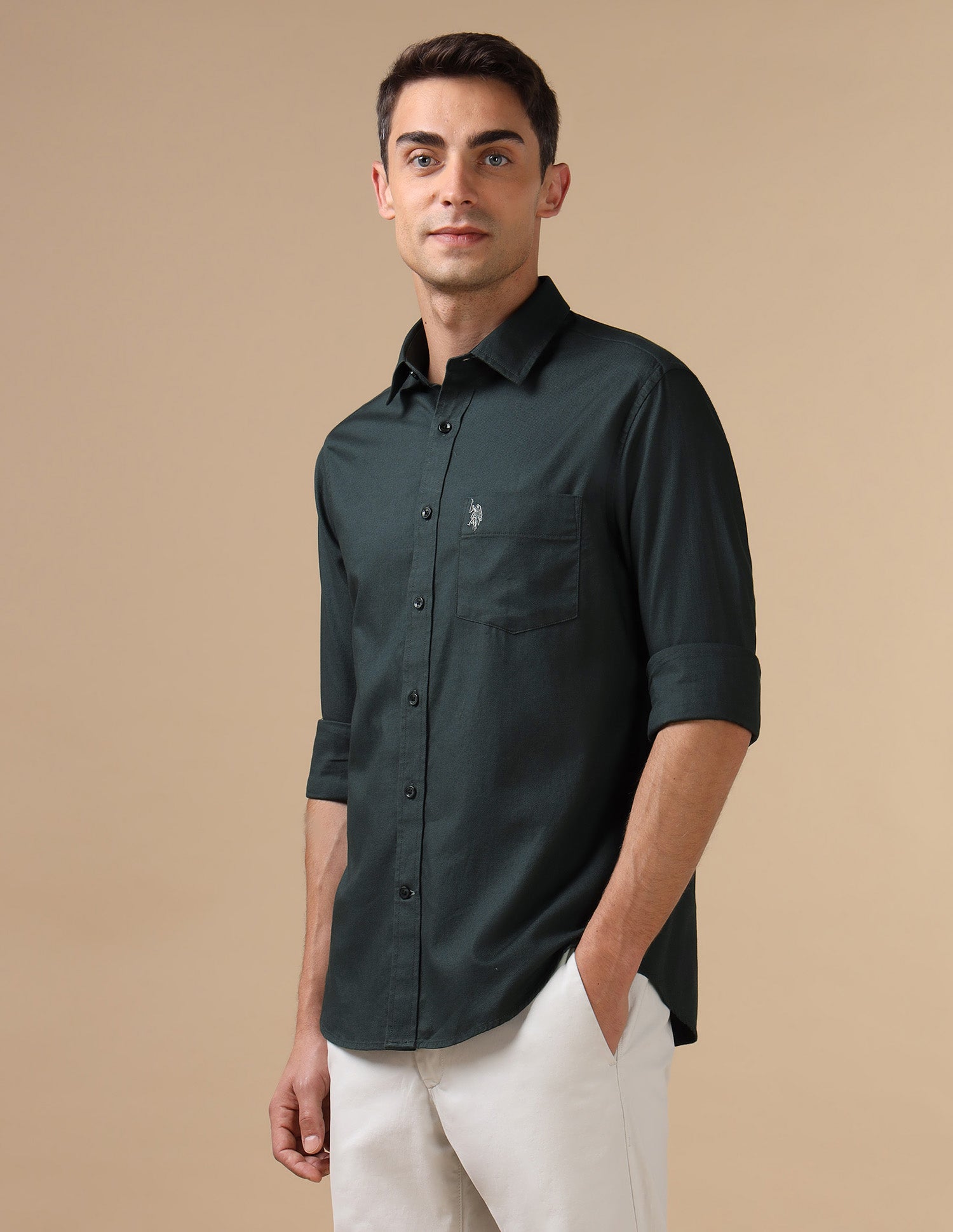 Dobby Pure Cotton Shirt Teal - U.S. POLO ASSN. | Large