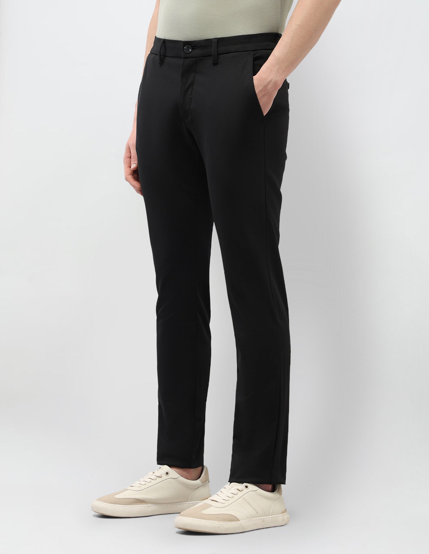 Austin Slim Fit Satin Trousers Black - U.S. Polo Assn. India | Large