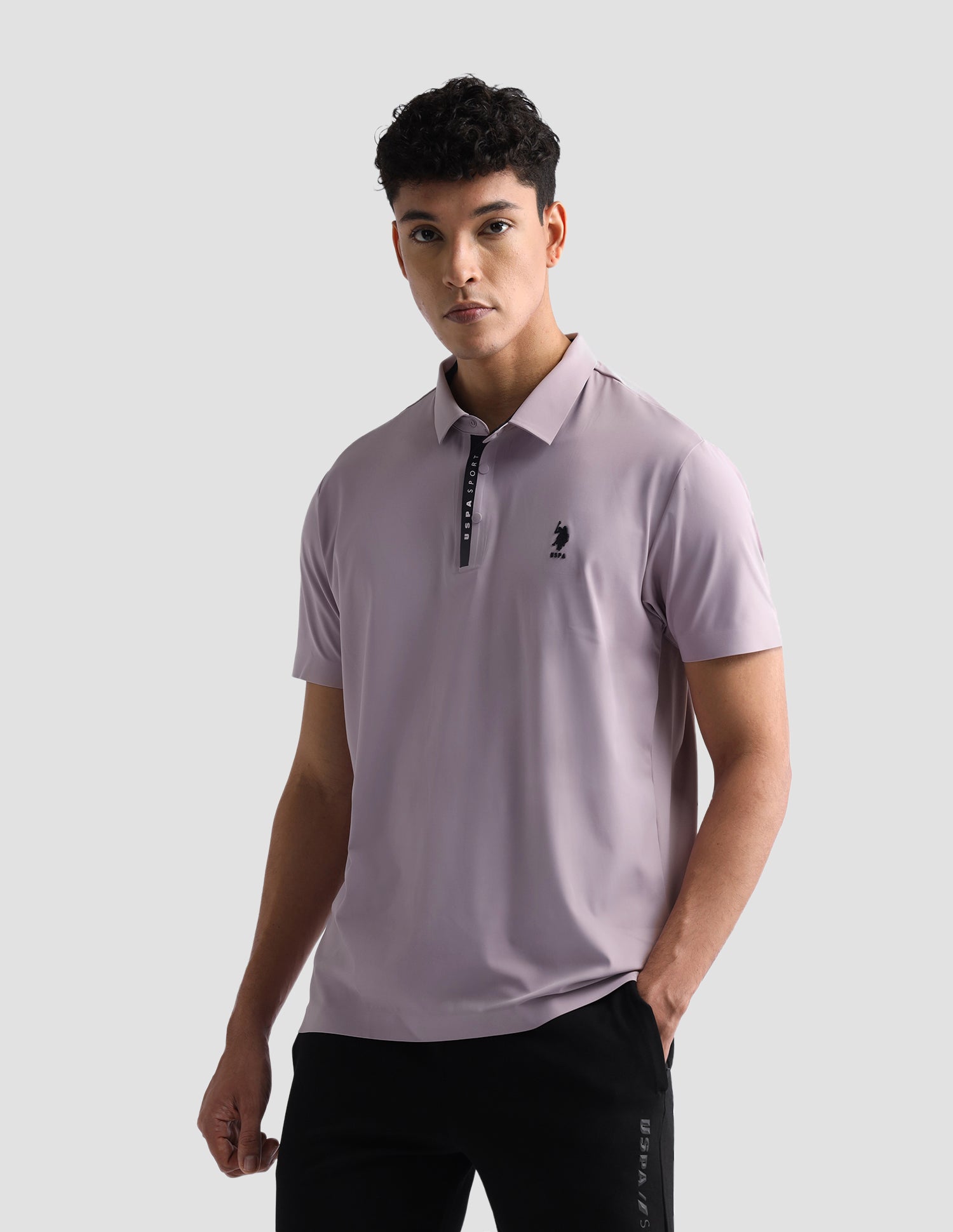 Solid Slim Fit Active Polo Shirt Pink - U.S. Polo Assn. India | Large
