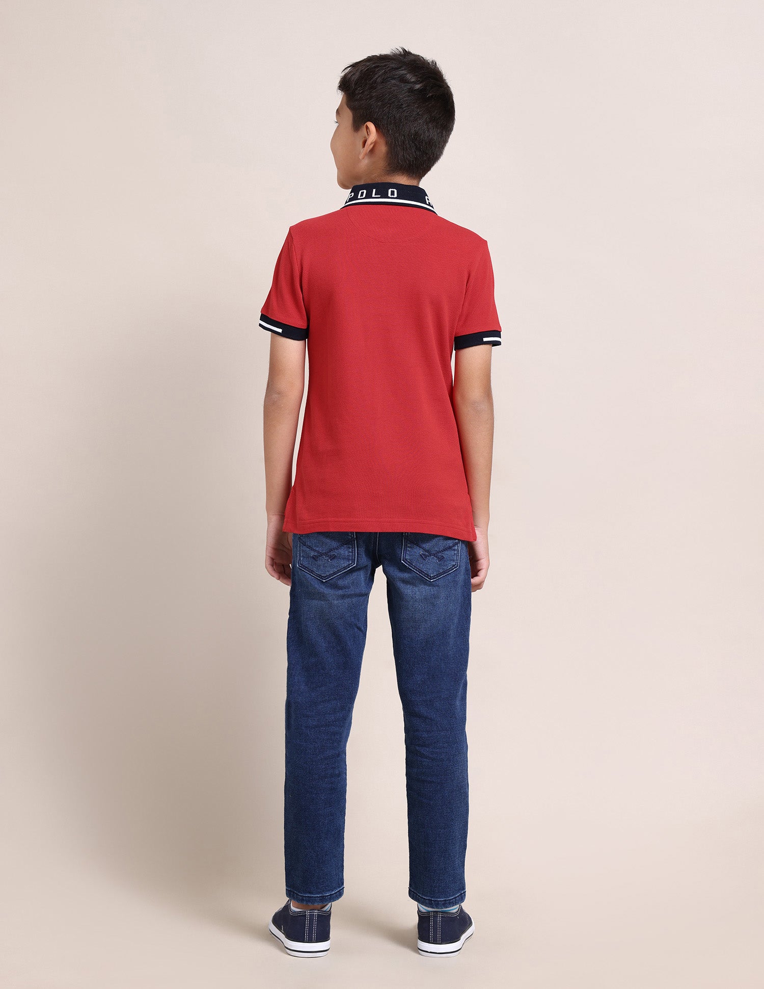 Boys Cotton Zipper Polo Shirt Red - U.S. Polo Assn. India | Large