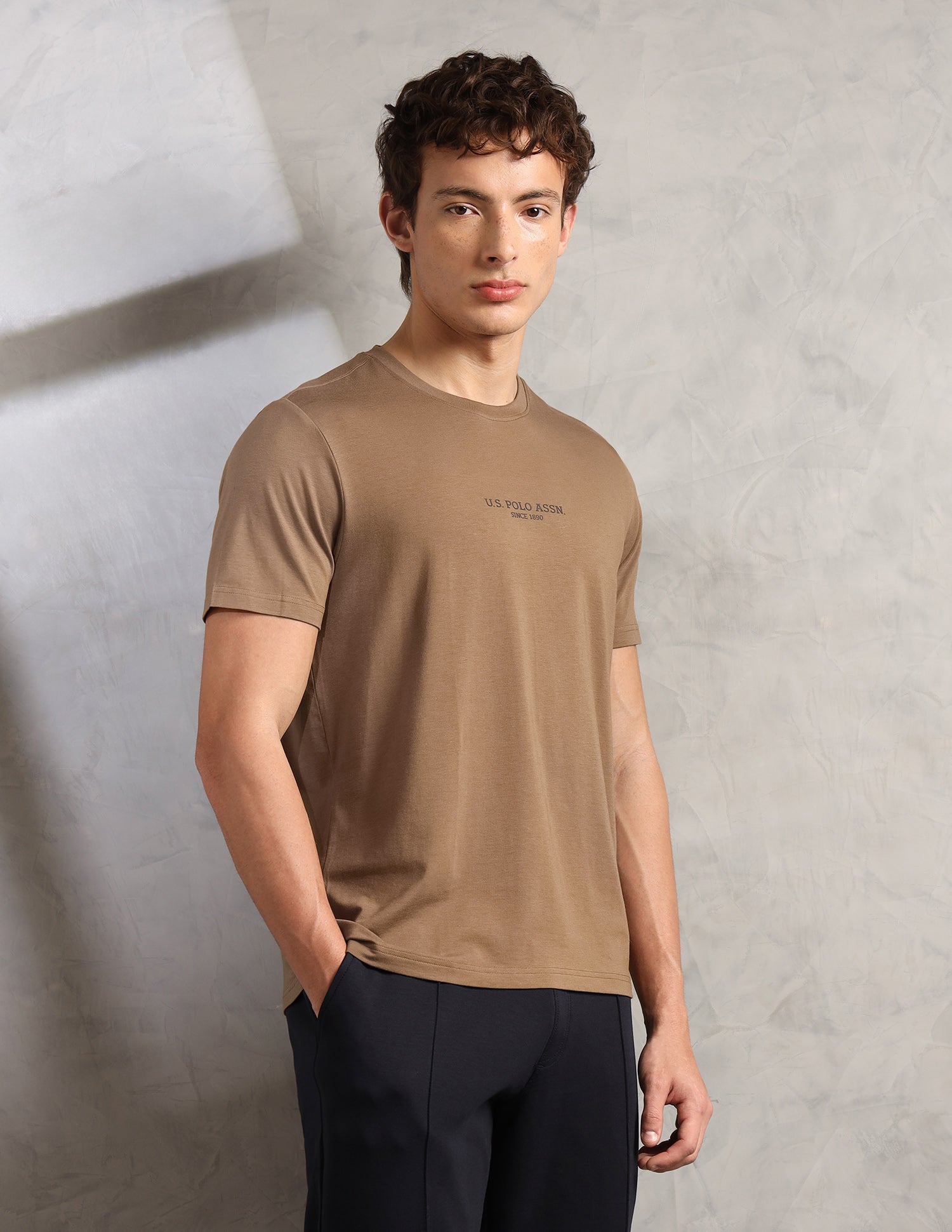 Comfort Relaxed Fit Breathable PE005-PL Lounge T-Shirt - Pack Of 1 Malt Ball - U.S. Polo Assn. India | Large