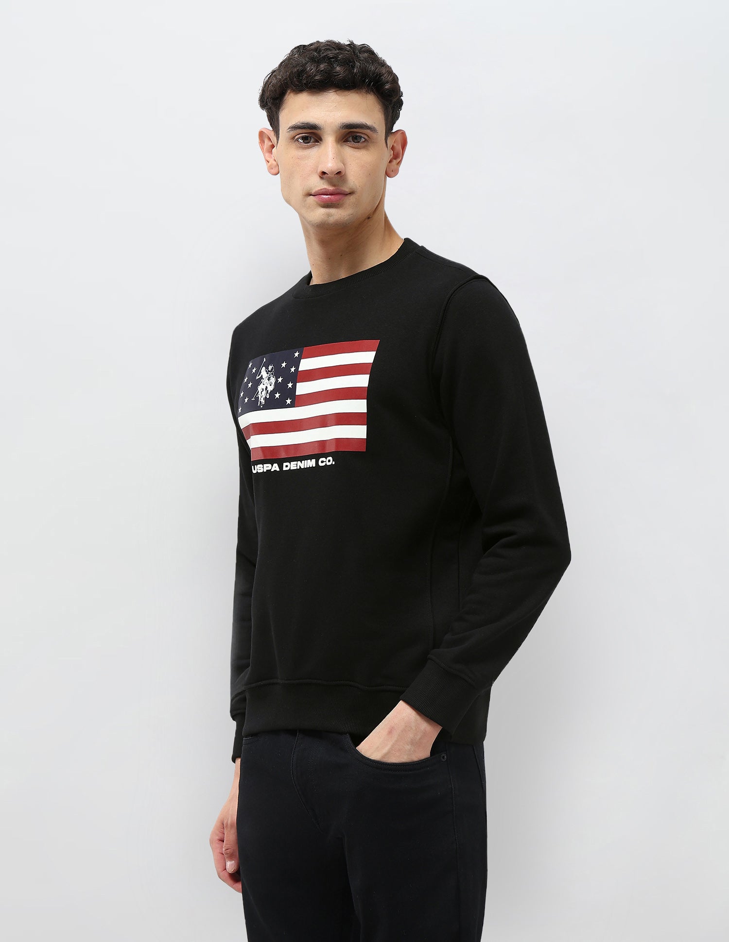 Graphic Printed Regular Fit Sweatshirt Black - U.S. POLO ASSN. | Large