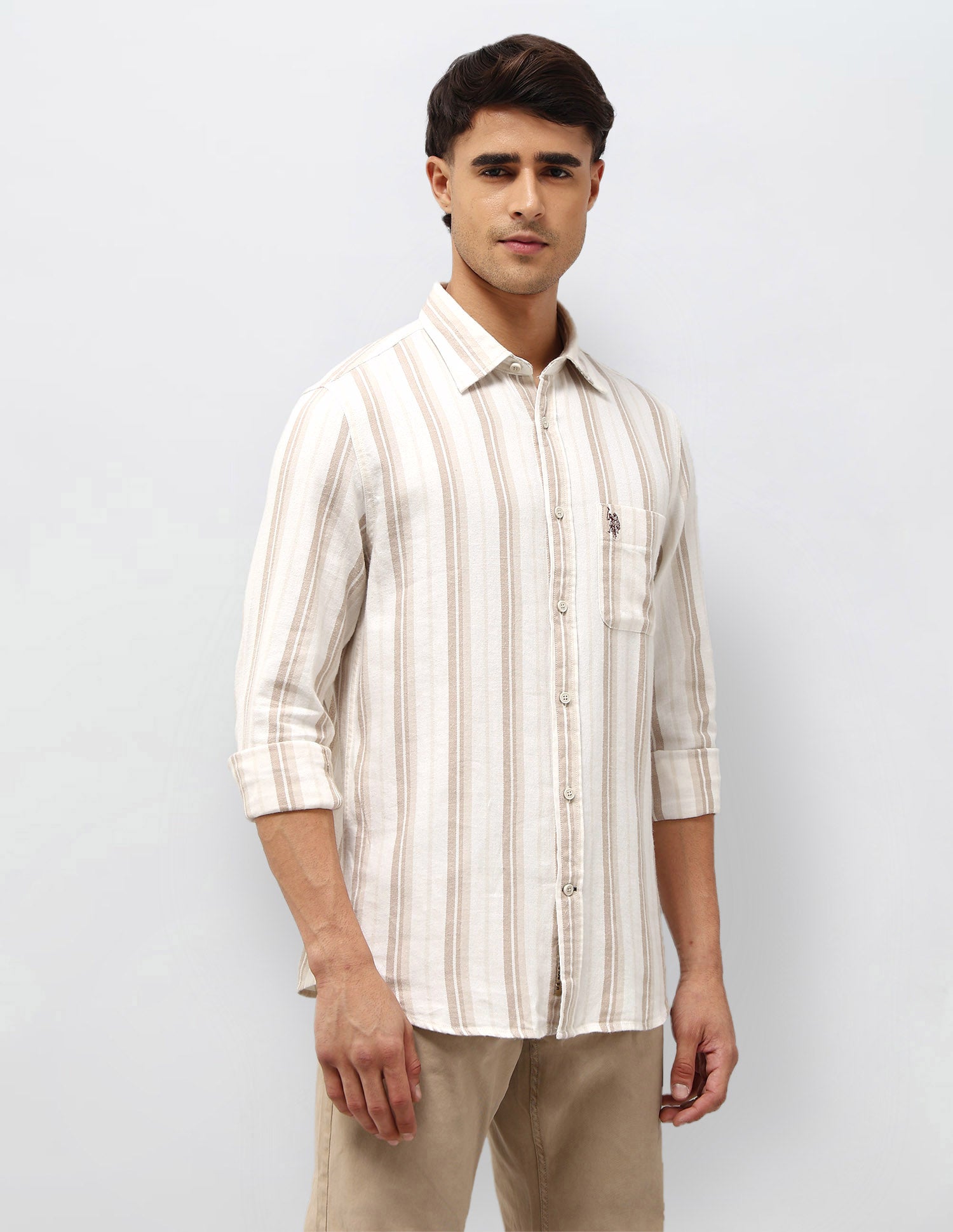 Slim Fit Twill shirt Beige - U.S. POLO ASSN. | Large